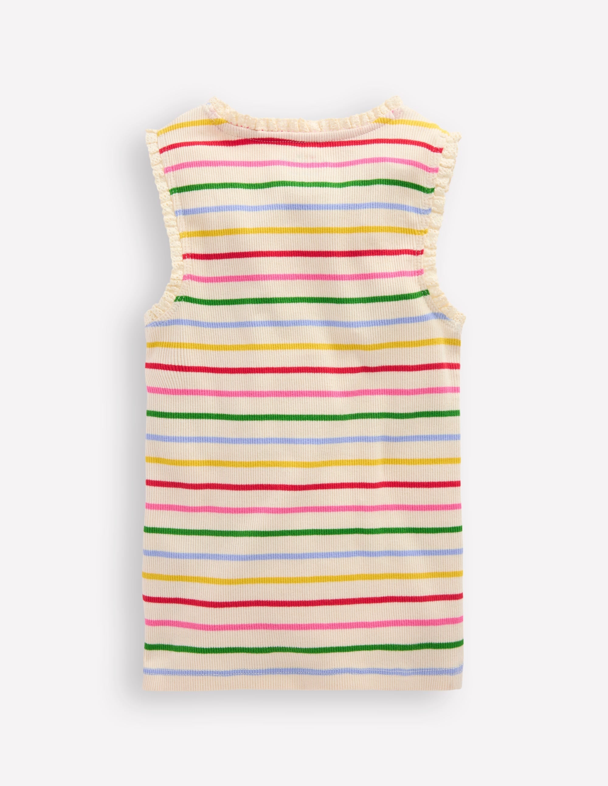 Ribbed Lace Trim Vest-Multi Stripe - Image 1