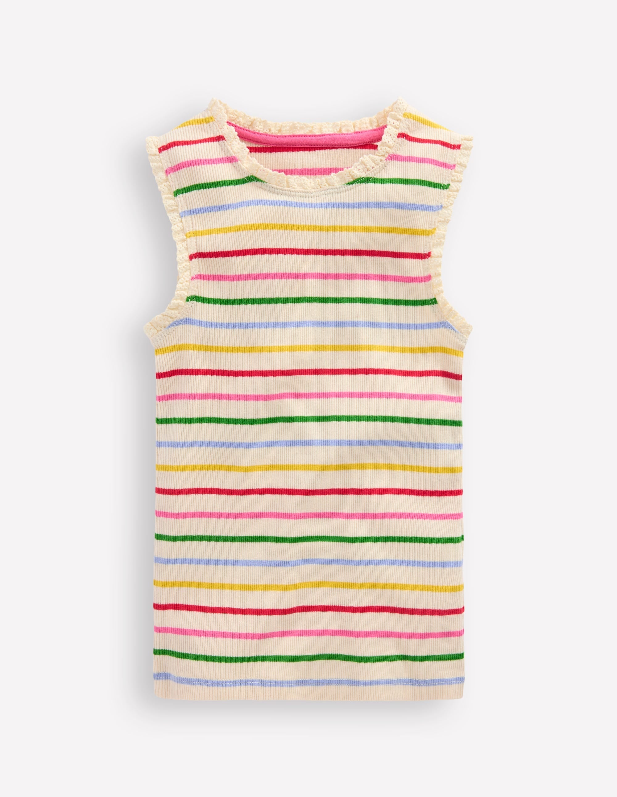 Ribbed Lace Trim Vest-Multi Stripe - Image 2