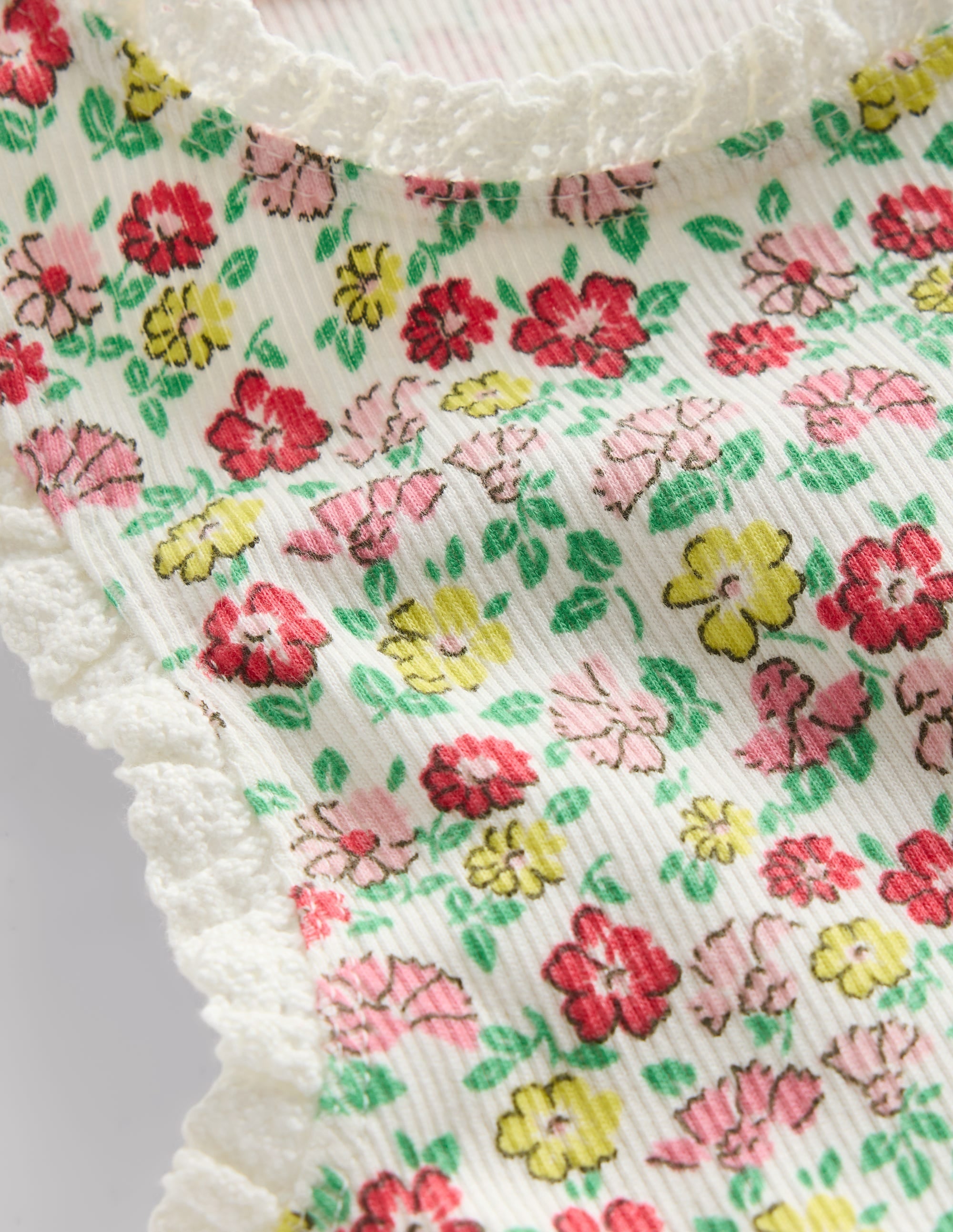 Ribbed Lace Trim Vest-Multi Summer Flowerbed - Image 3