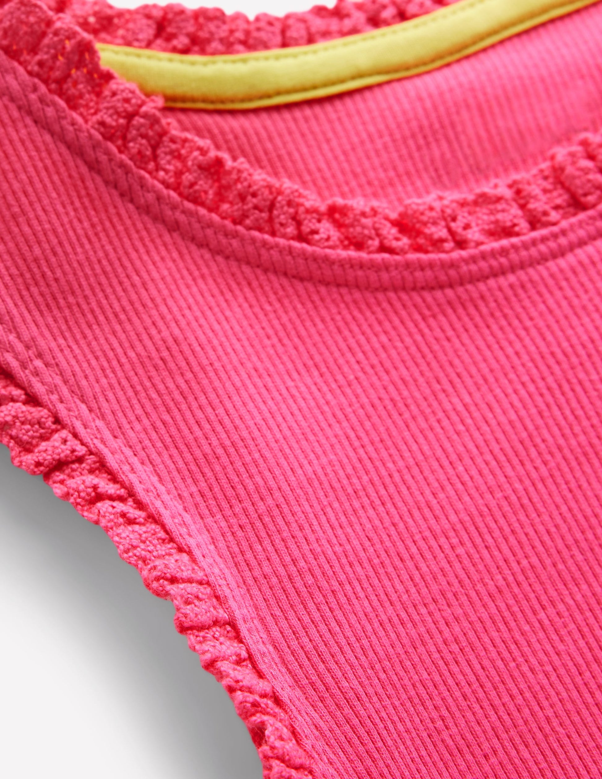 Ribbed Lace Trim Vest-Flamingo Pink-3