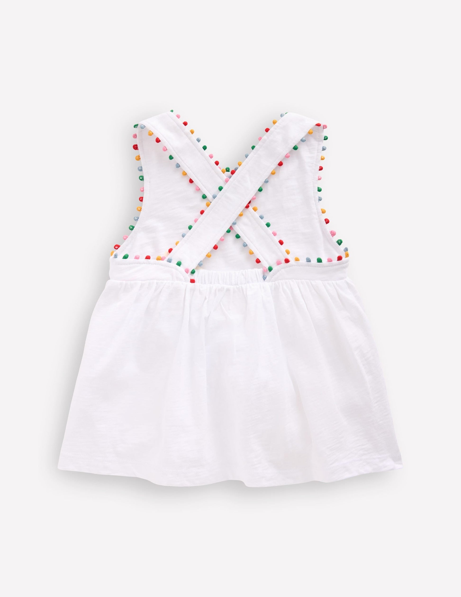 Cross-back Pom Vest-White-2