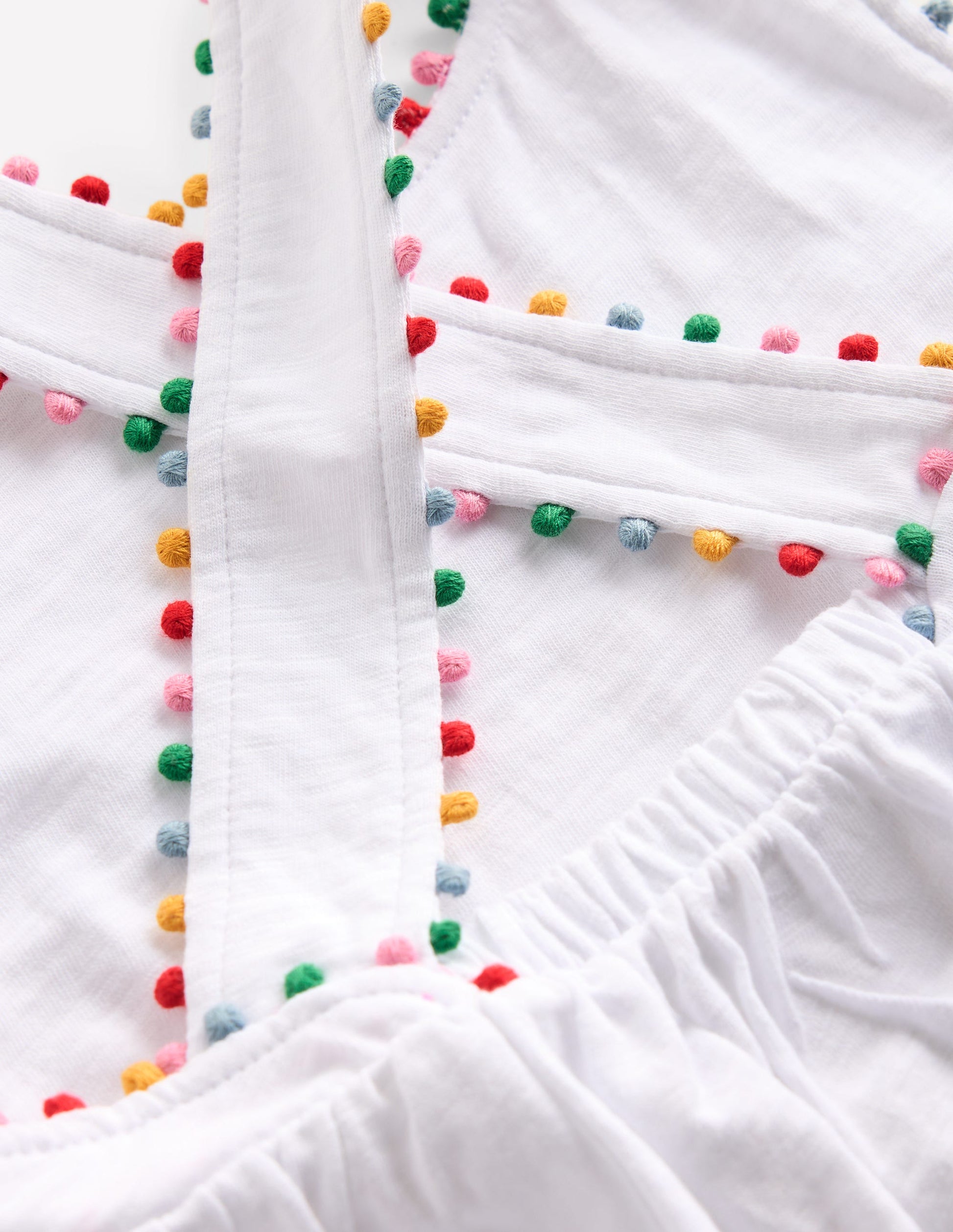 Cross-back Pom Vest-White-3