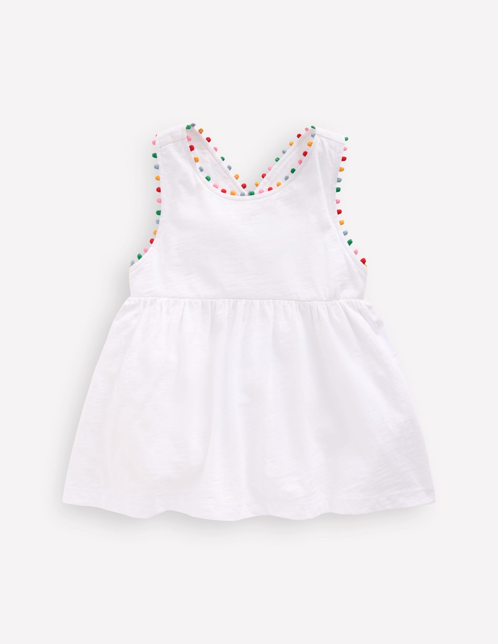 Cross-back Pom Vest-White-1