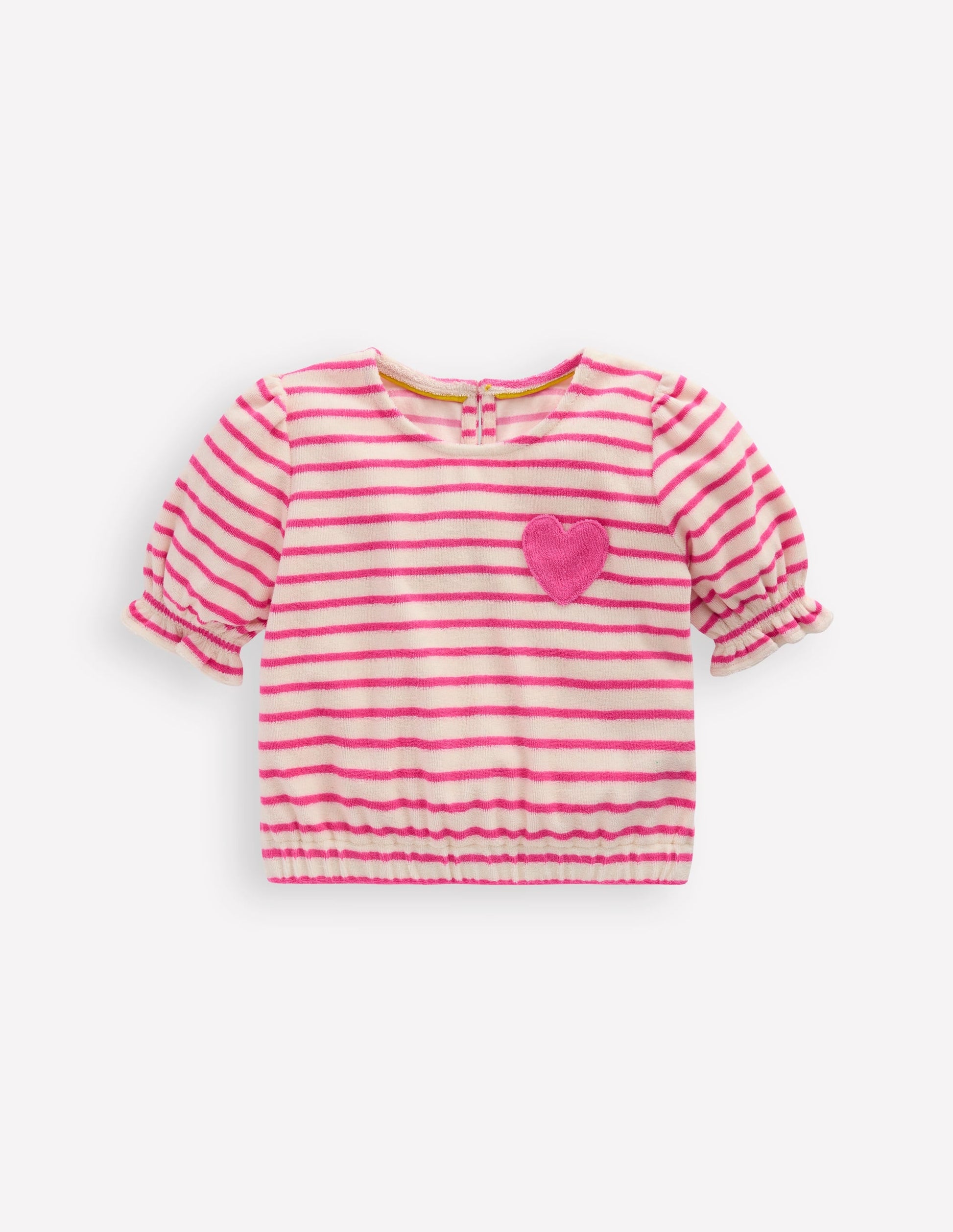 Towelling Top-Sorbet Pink/ Ivory Stripe-1