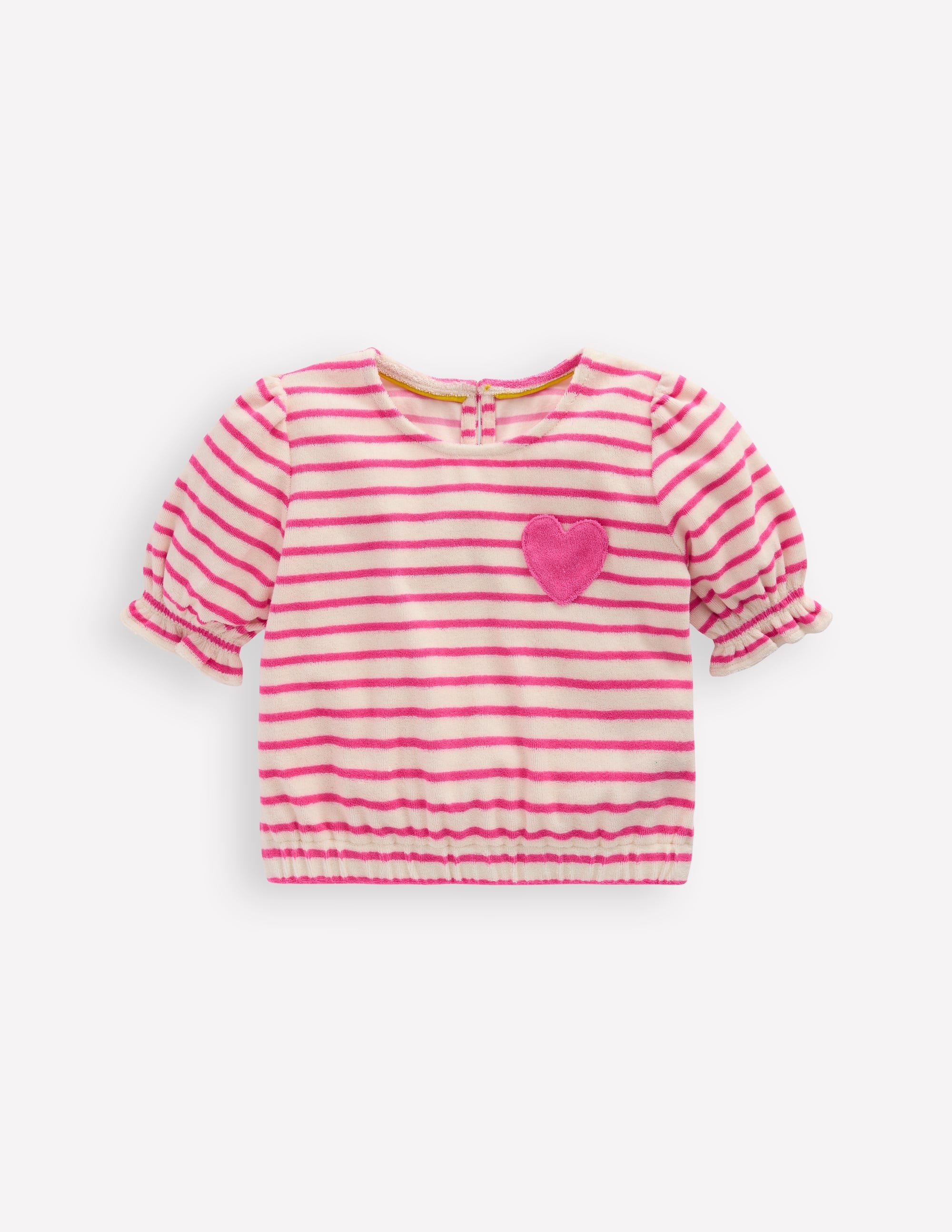 Towelling Top-Sorbet Pink/ Ivory Stripe - Image 1