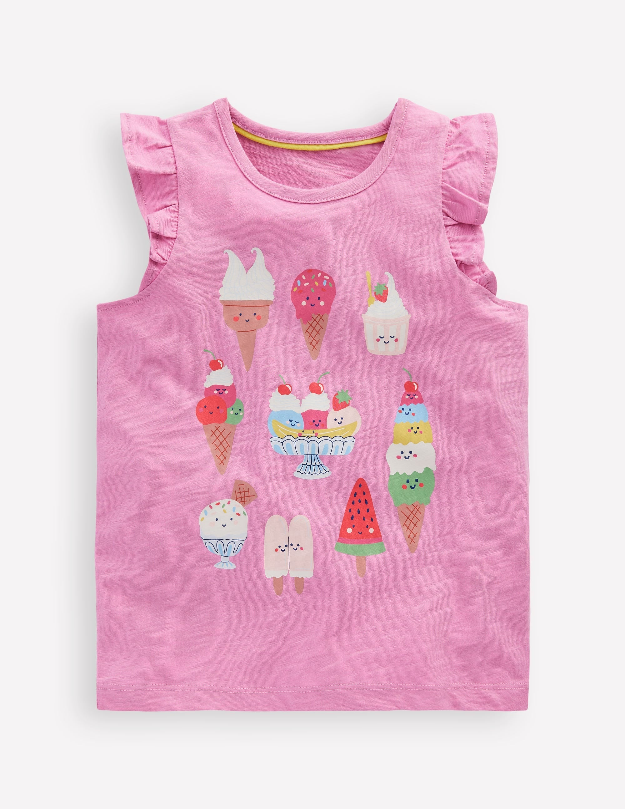 Short Sleeve Frill Logo Top-Chalk Pink Ice Creams - Image 1