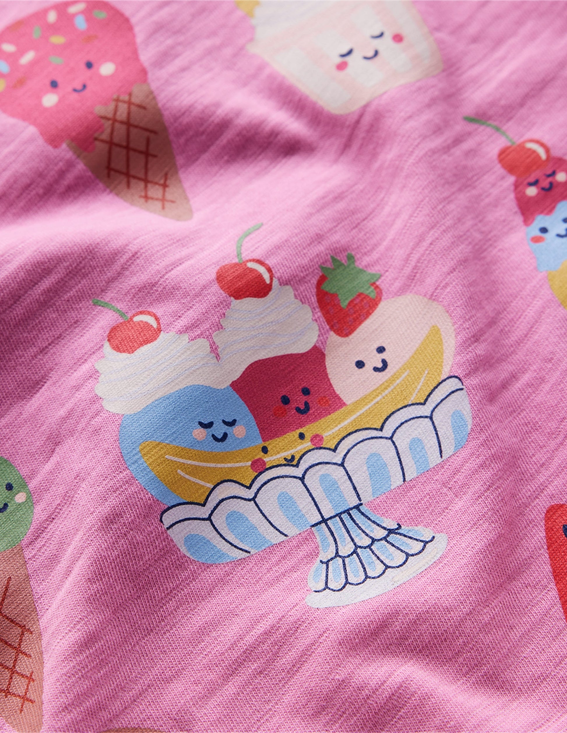 Short Sleeve Frill Logo Top-Chalk Pink Ice Creams-3