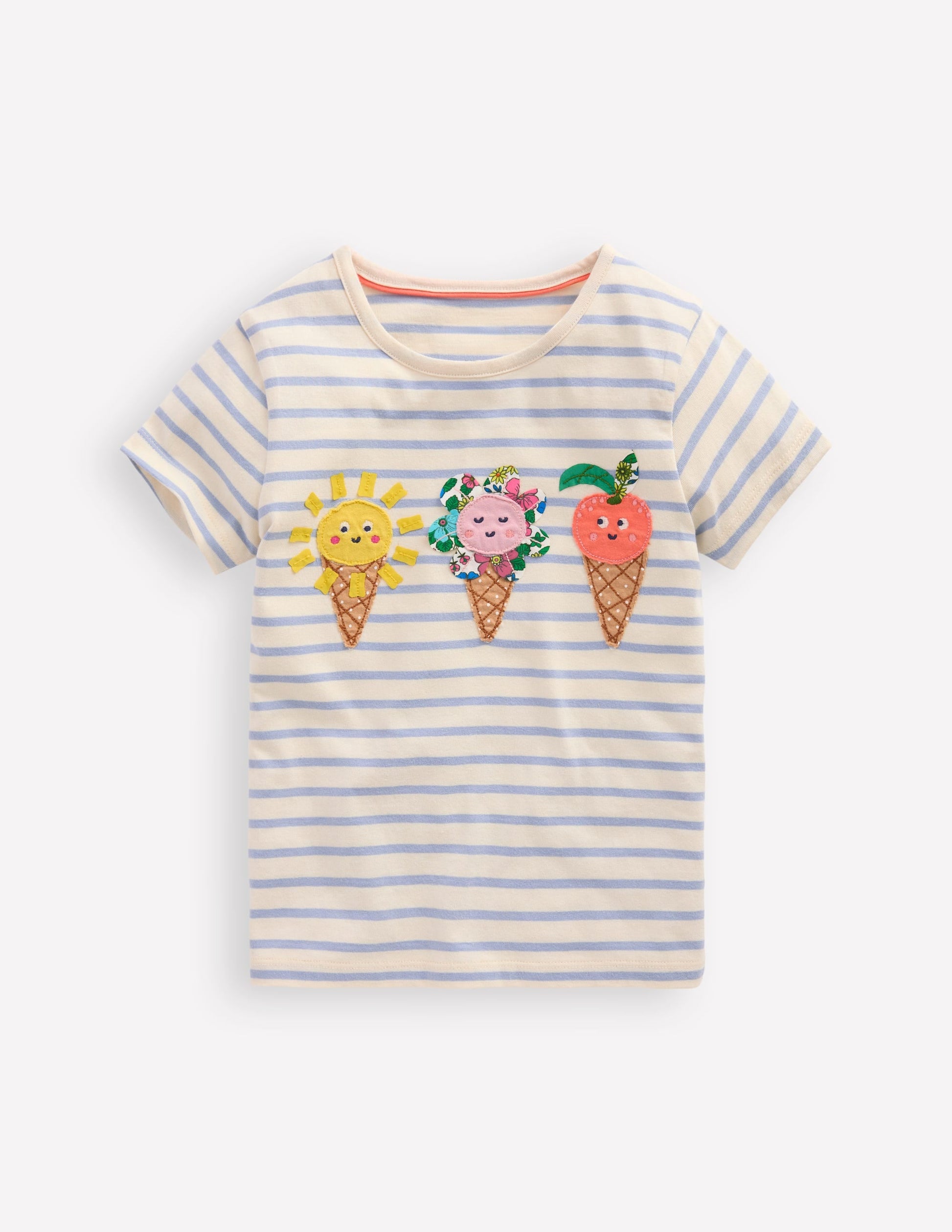 Short Sleeve Applique T-shirt-Glacier Blue/ Ivory Ice Creams-1