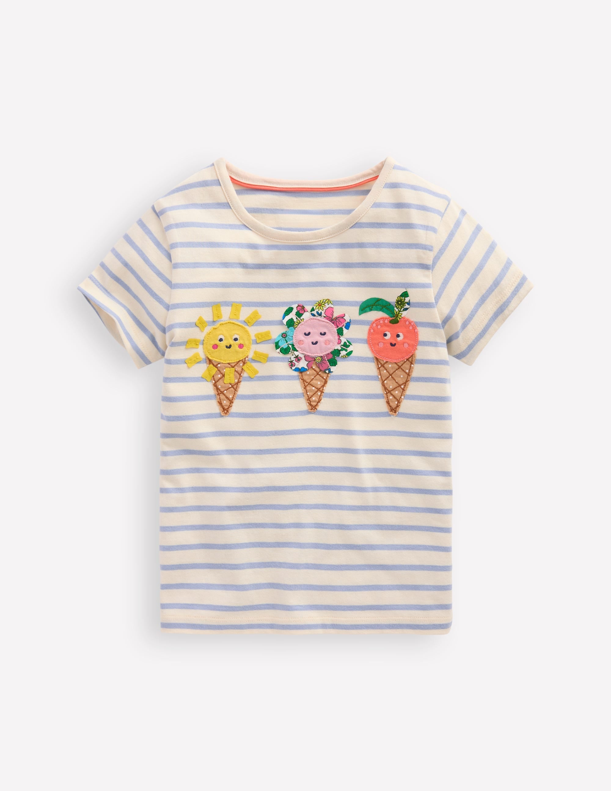 Short Sleeve Applique T-shirt-Glacier Blue/ Ivory Ice Creams - Image 1