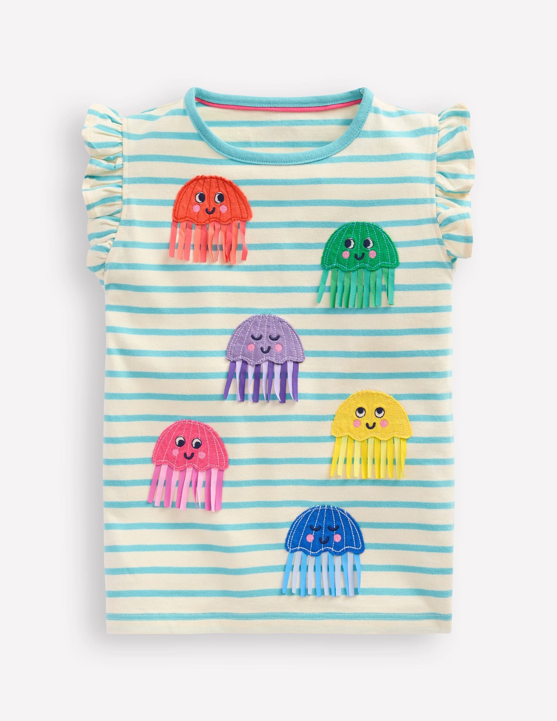 Flutter Short Sleeve T-shirt-Caribbean Blue Jellyfish-1