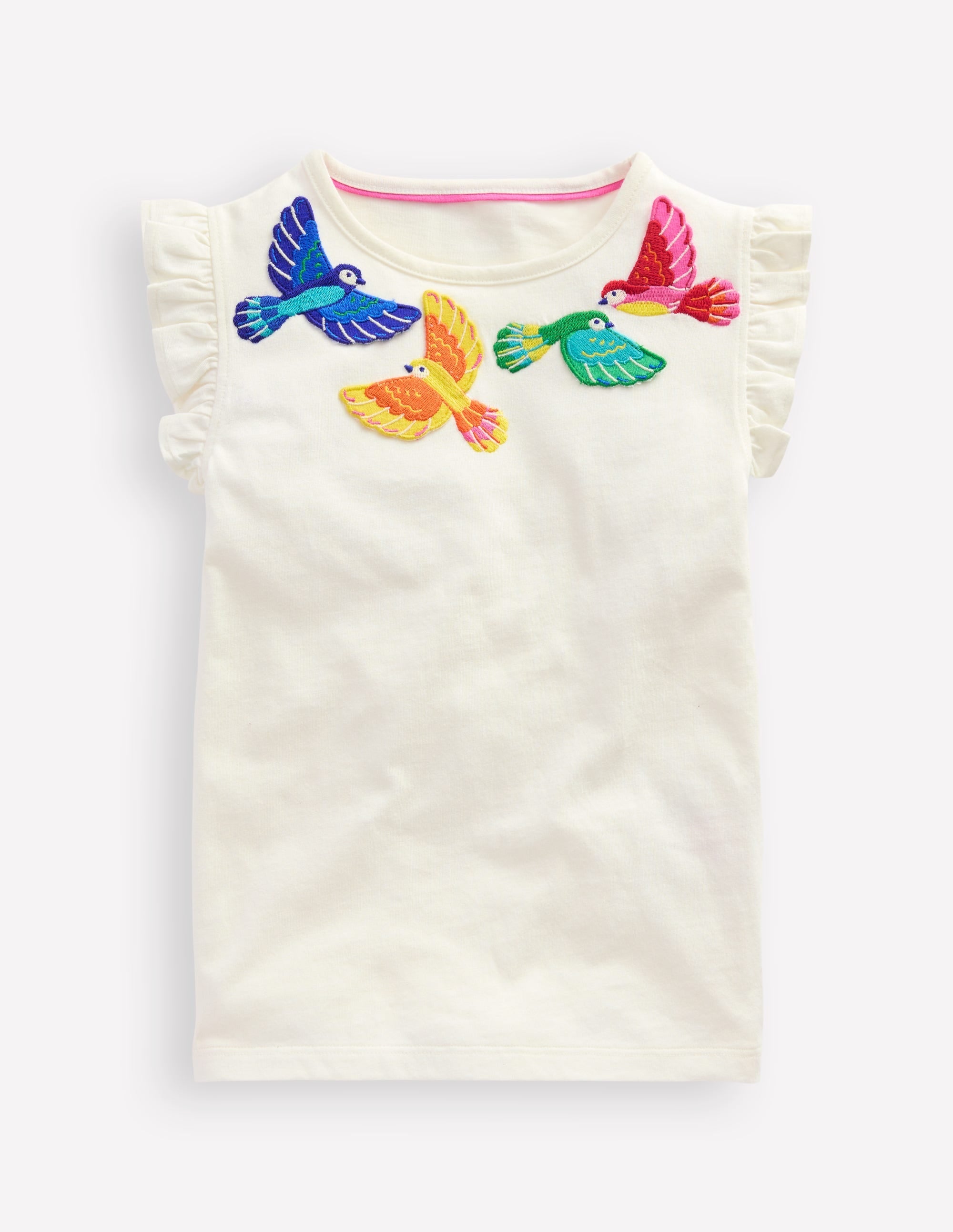 Flutter Short Sleeve T-shirt-Ivory Birds - Image 1