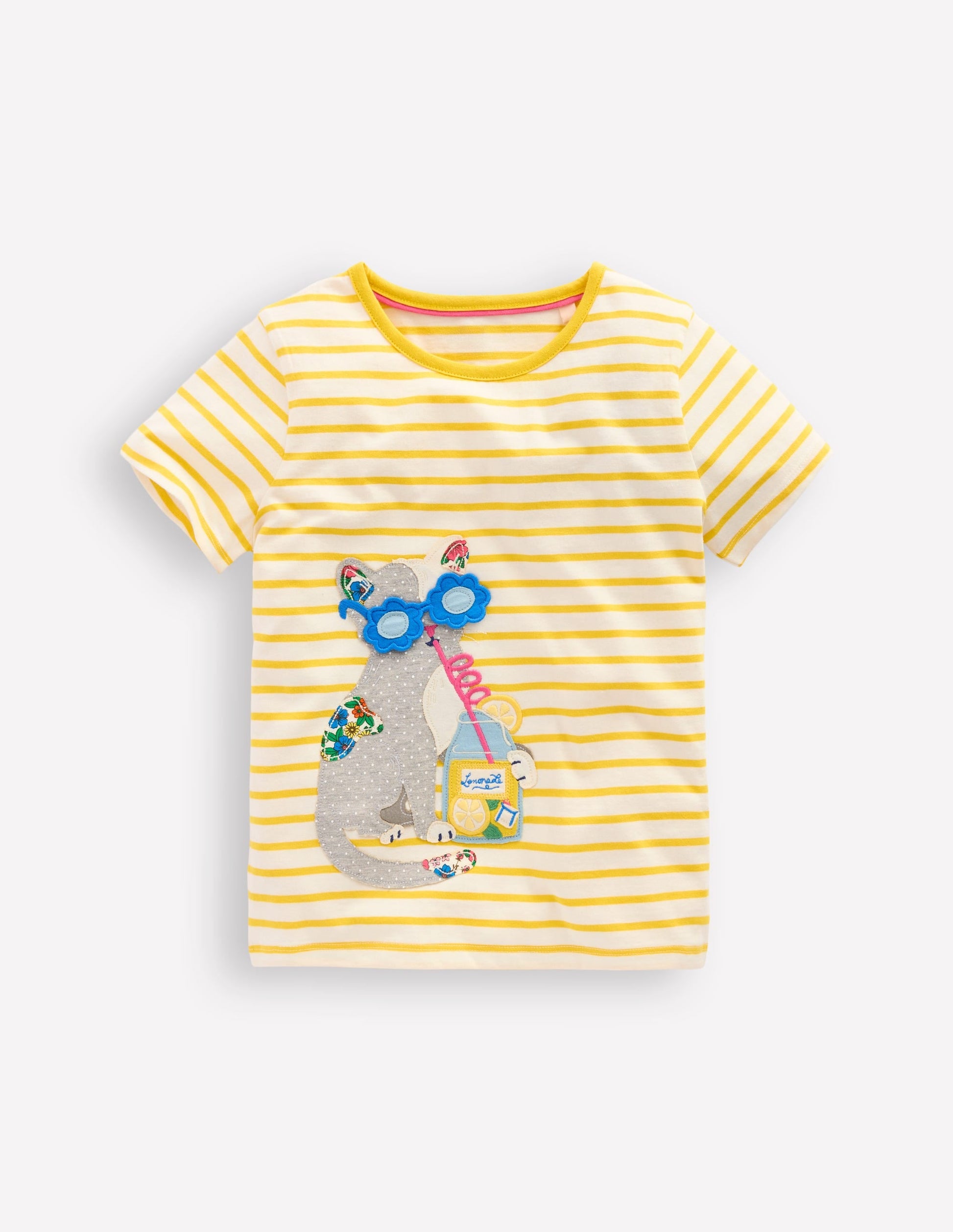 Lift The Flap Short Sleeve Top-Pineapple Yellow Stripe Cat-2