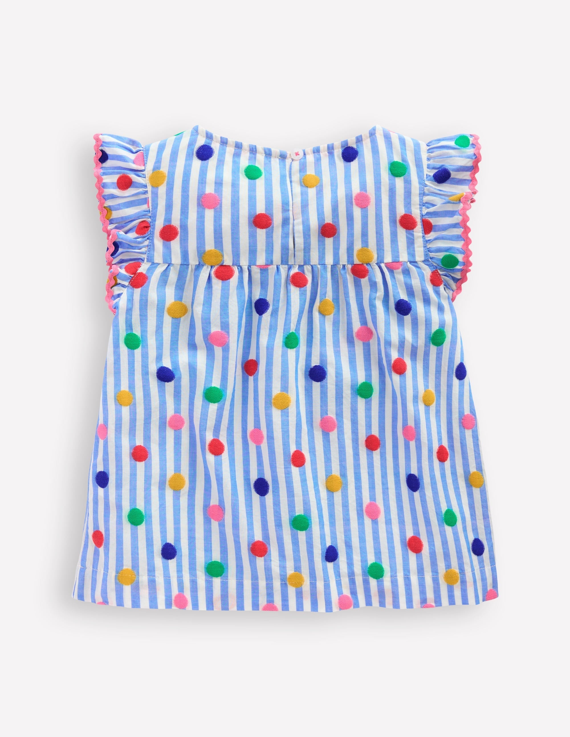 Frill Sleeve Woven Top-Peacock Plume Blue Spot - Image 2