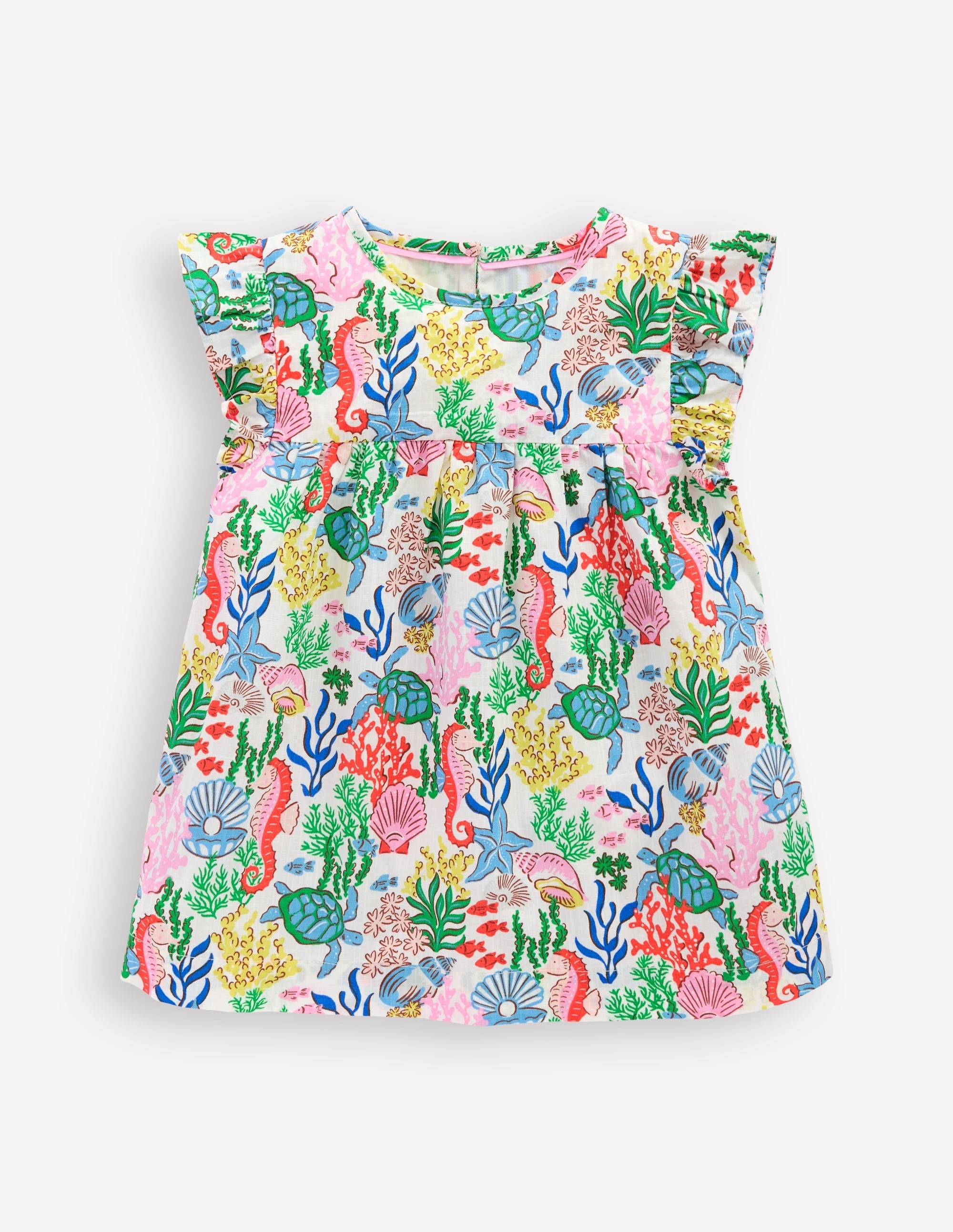 Frill Sleeve Woven Top-Multi Coral Cove - Image 1