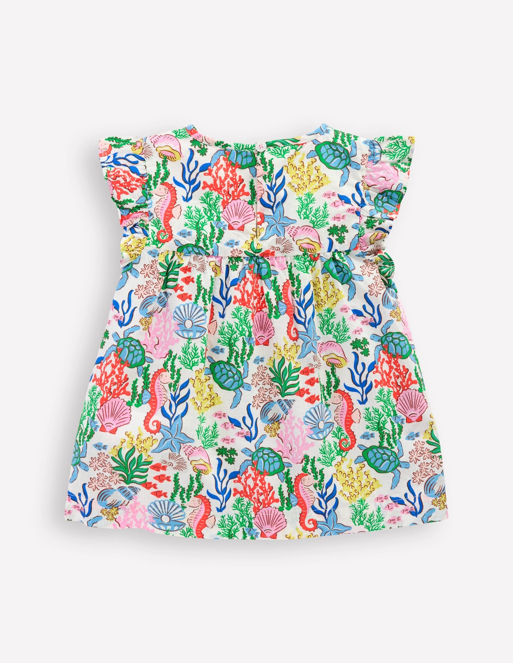 Frill Sleeve Woven Top-Multi Coral Cove-2