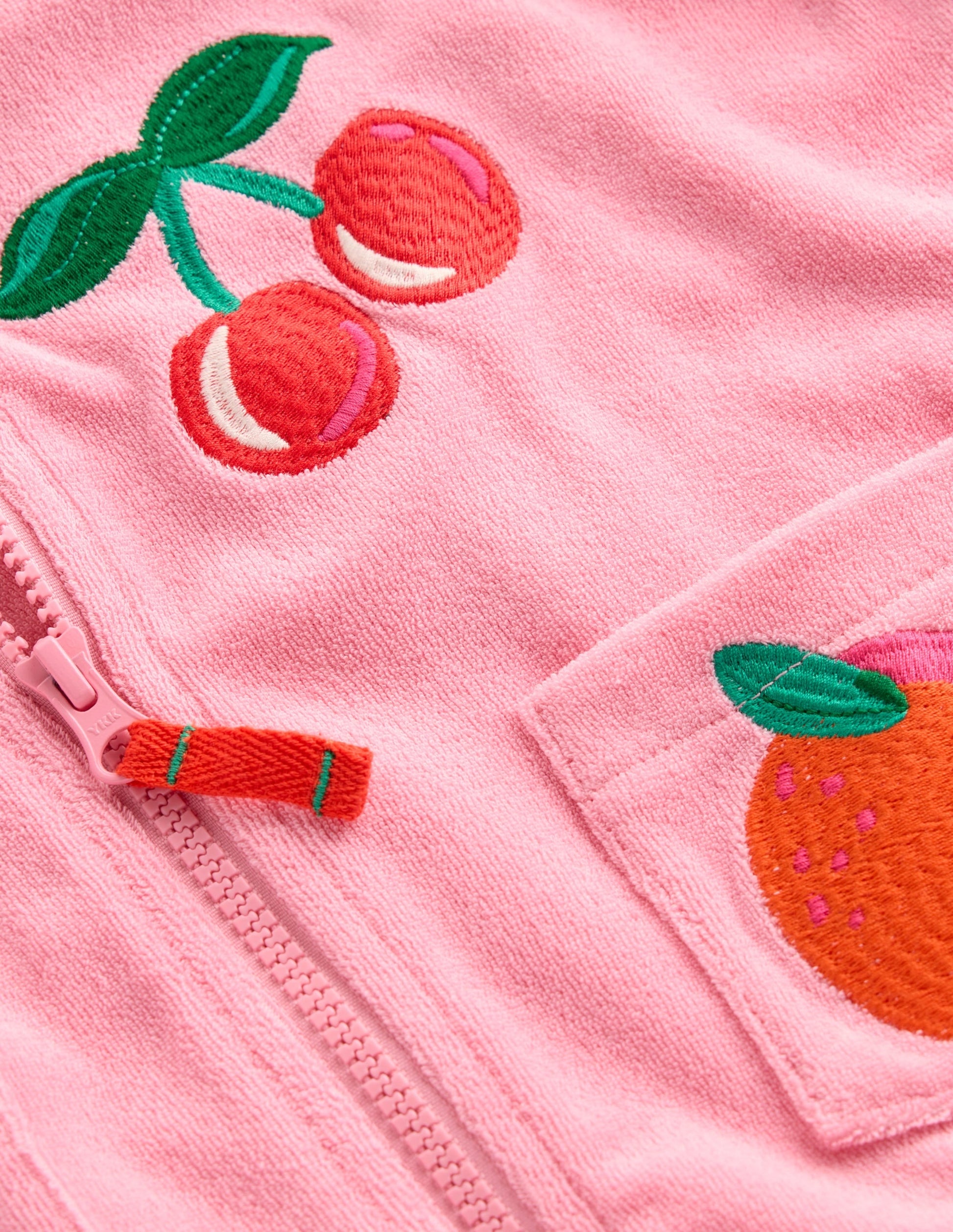 Zip-Through Towelling Hoodie-Chalk Pink Fruit-3