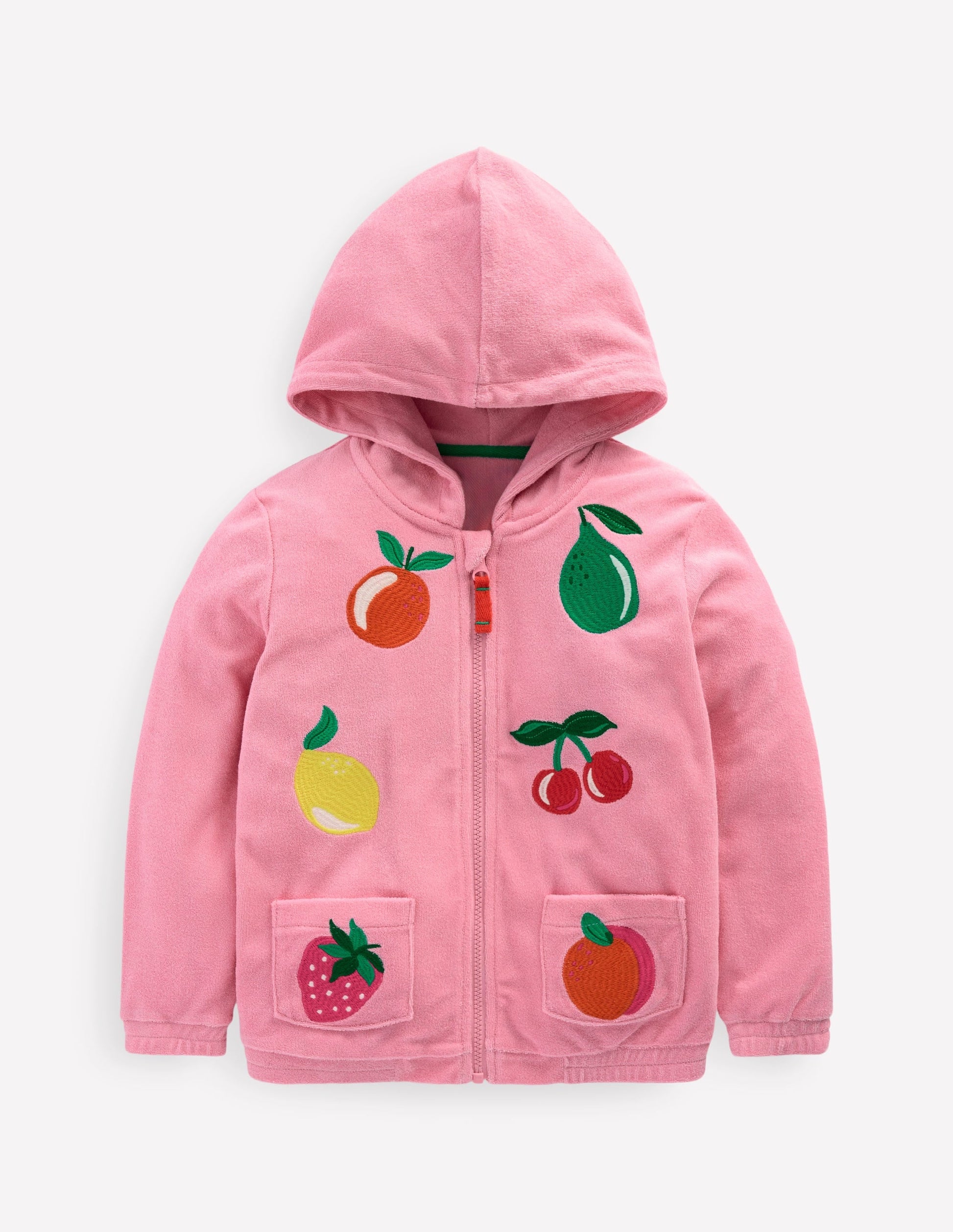 Zip-Through Towelling Hoodie-Chalk Pink Fruit-1