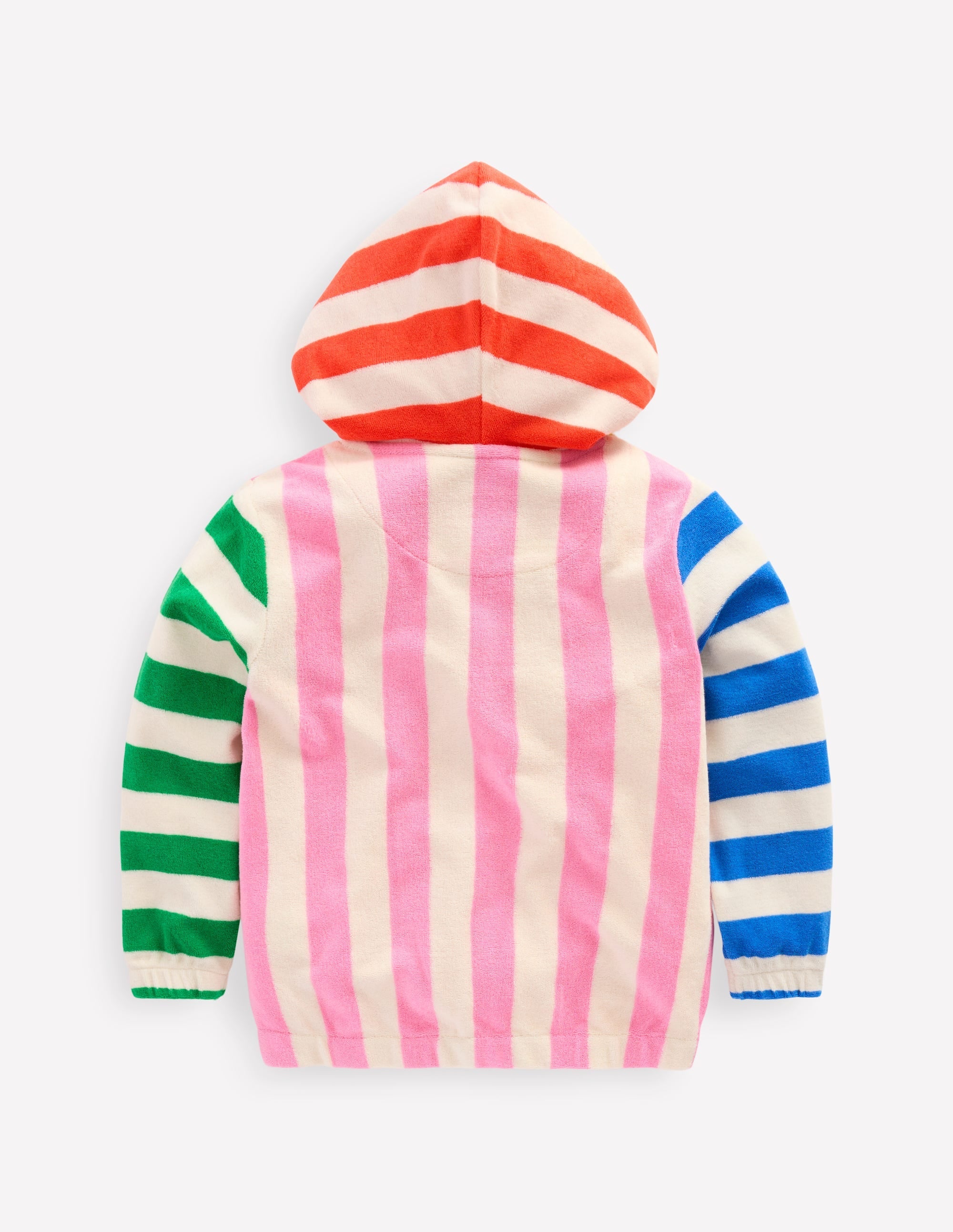 Zip-Through Towelling Hoodie-Multi Hotchpotch Stripe - Image 2