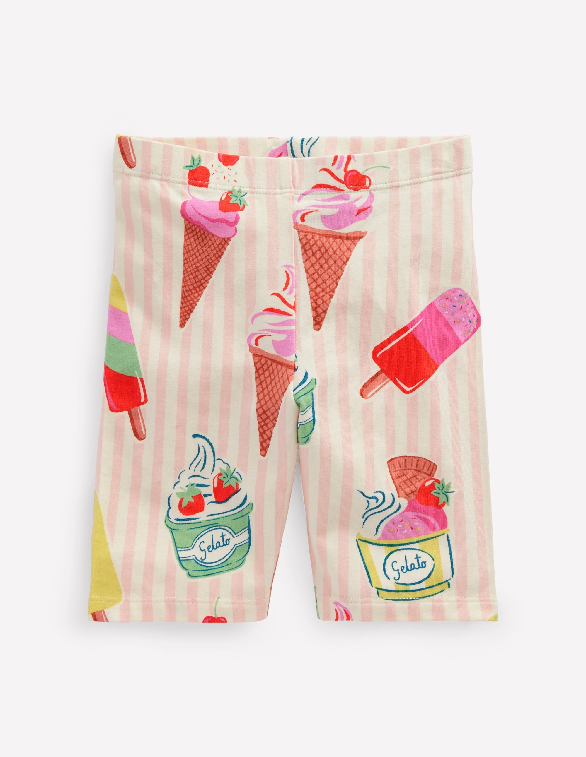 Cycling Shorts-Pink Ice Cream Stripe - Image 1