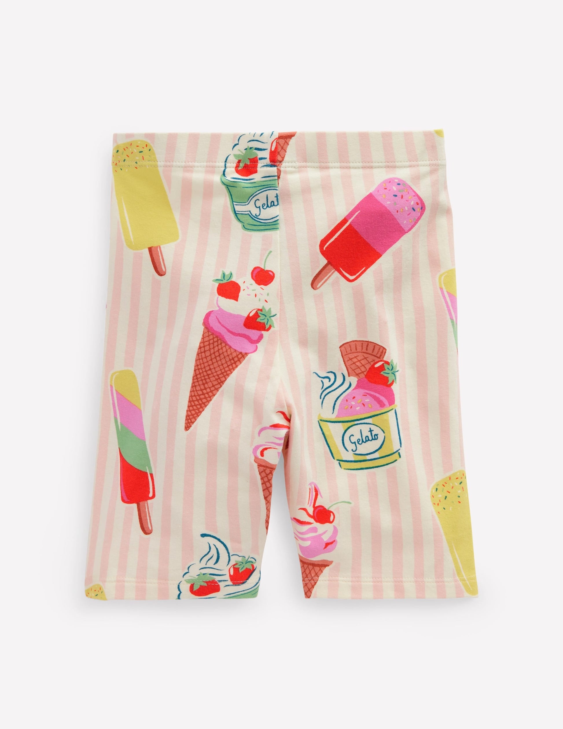 Cycling Shorts-Pink Ice Cream Stripe-2