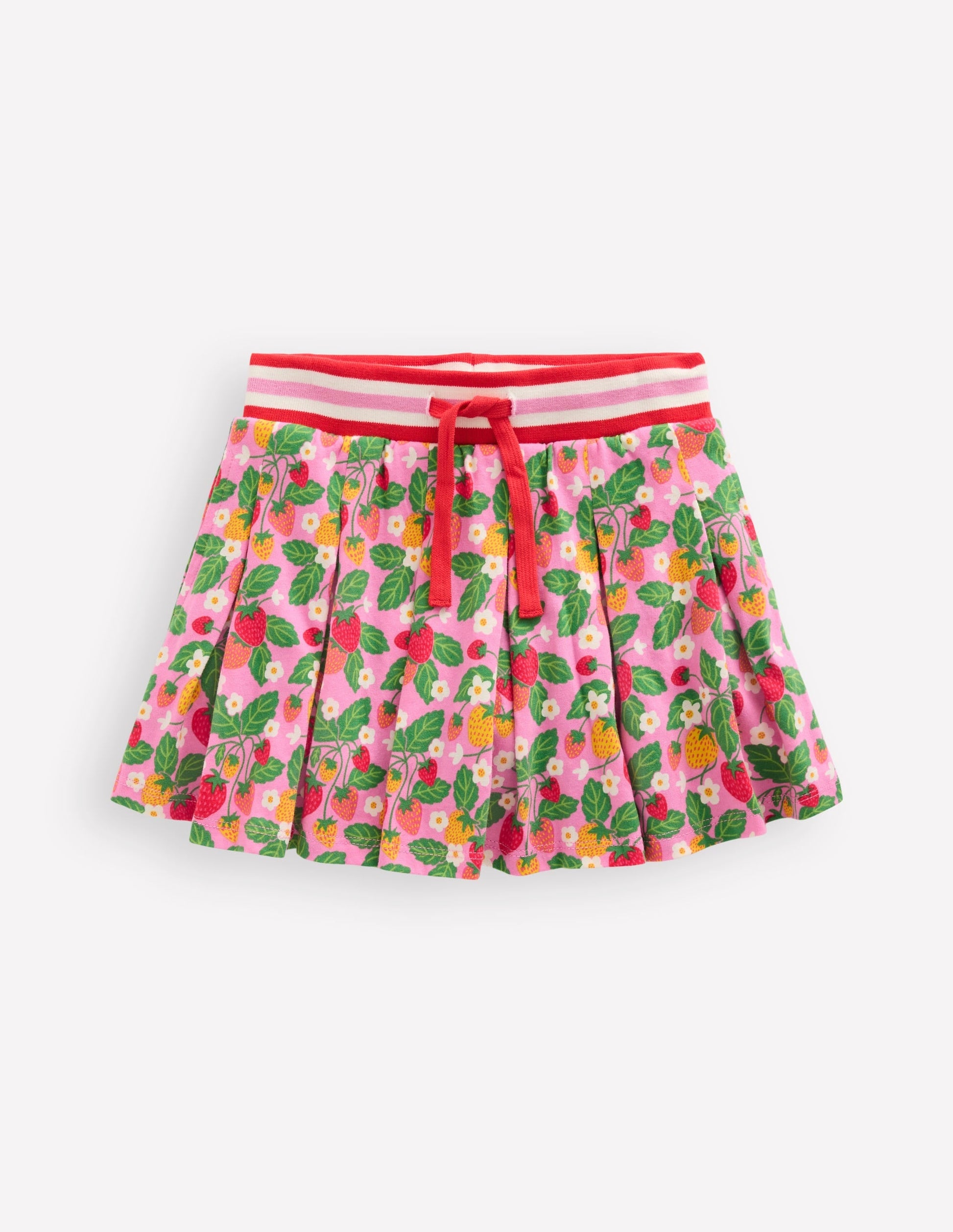 Pleated Jersey Skort-Cosmos Pink Strawberry Patch-2