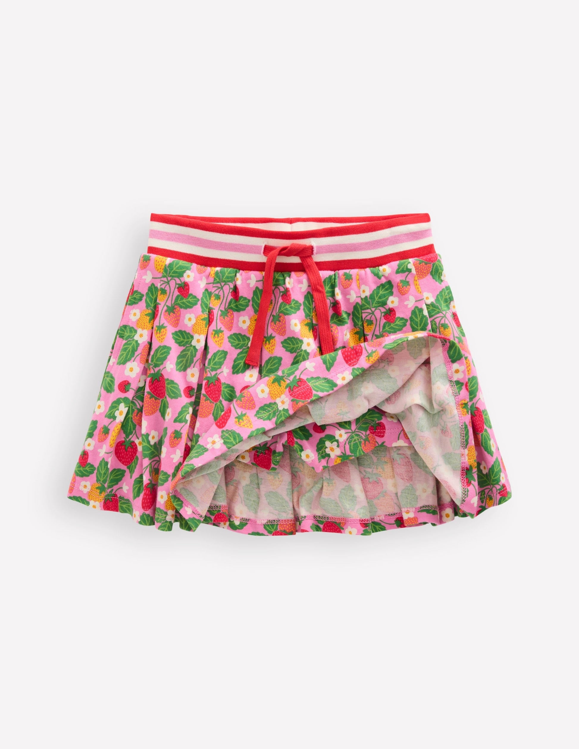 Pleated Jersey Skort-Cosmos Pink Strawberry Patch-5