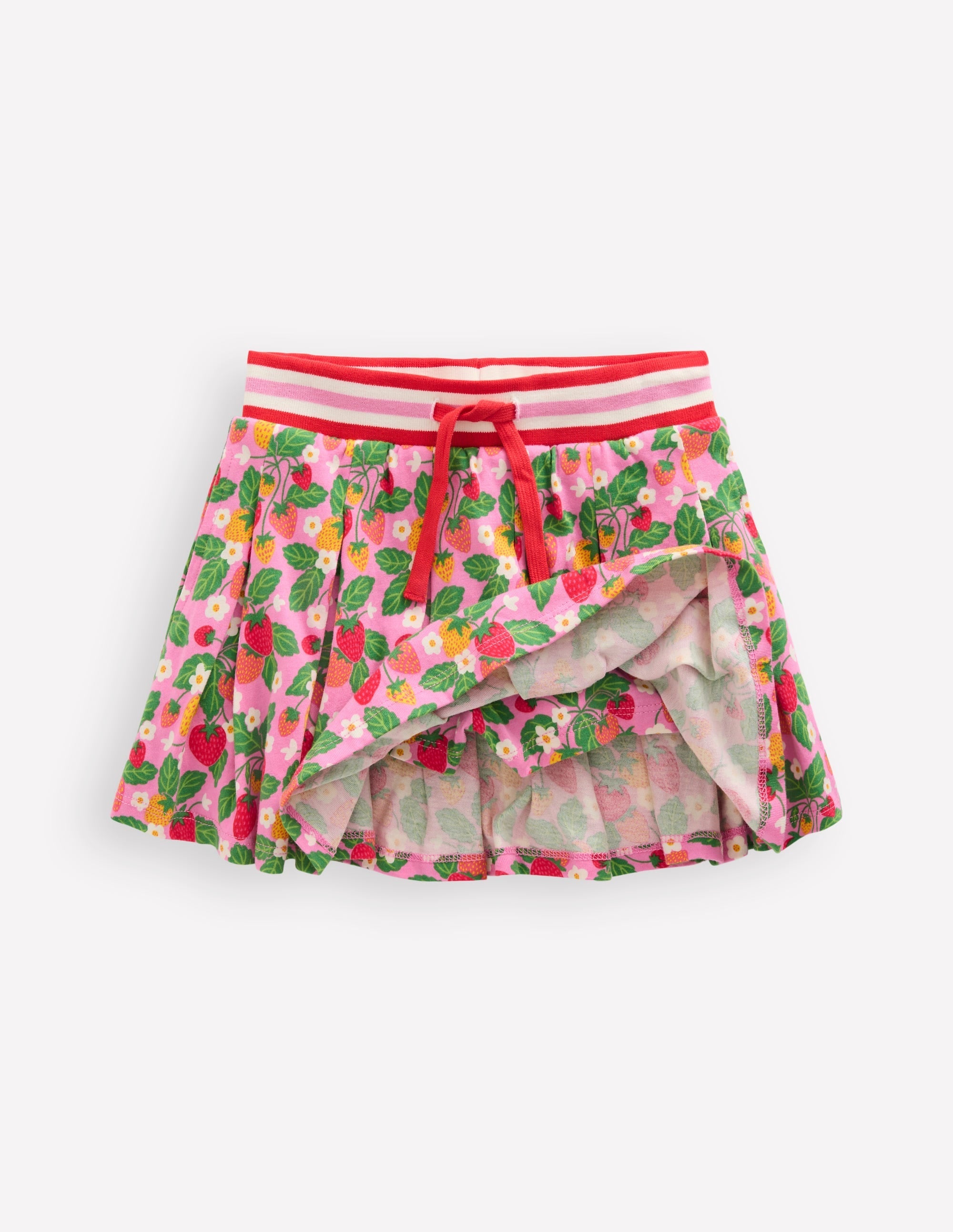 Pleated Jersey Skort-Cosmos Pink Strawberry Patch - Image 5