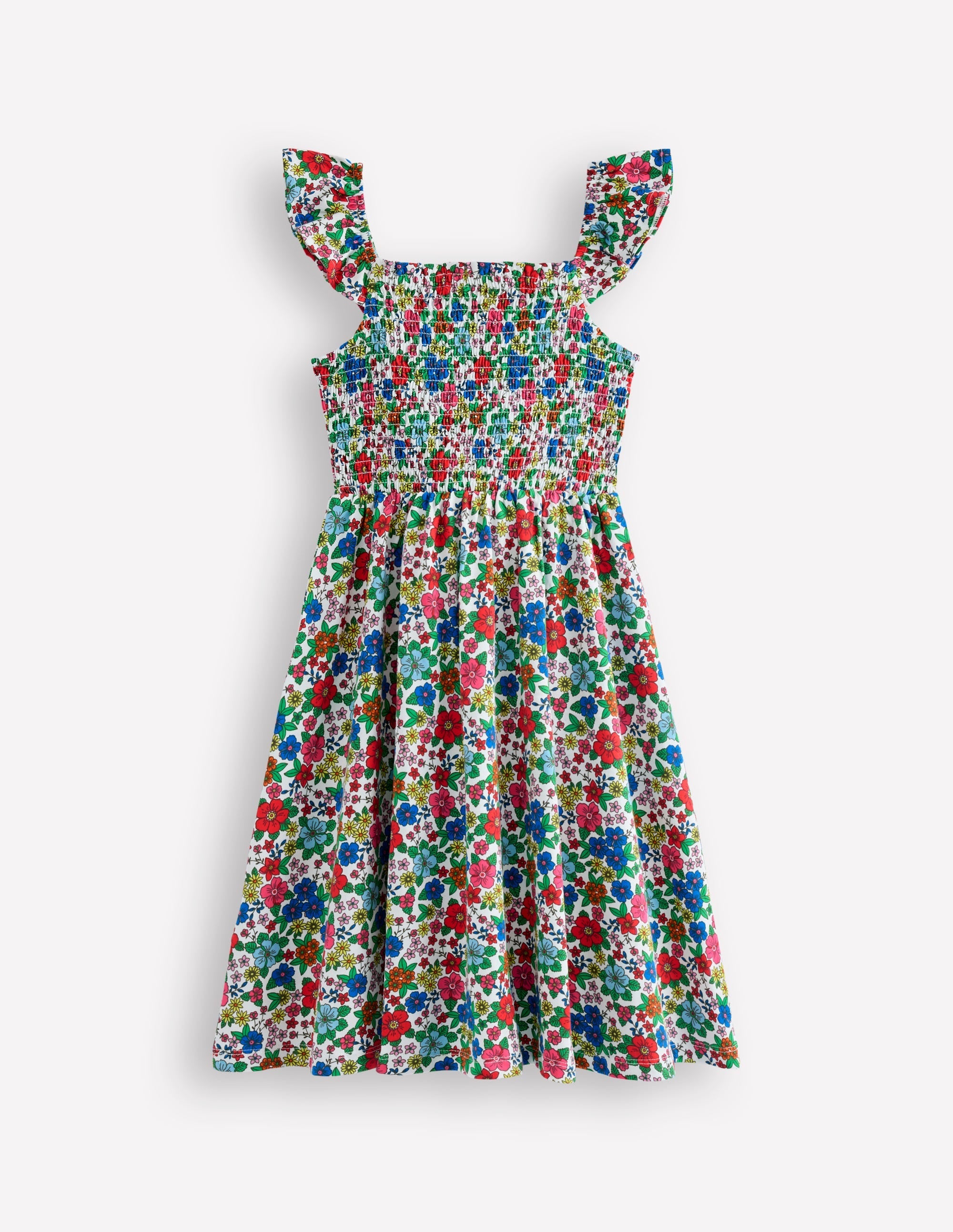 Shirred Jersey Dress-Multi Holiday Flowerbed - Image 3