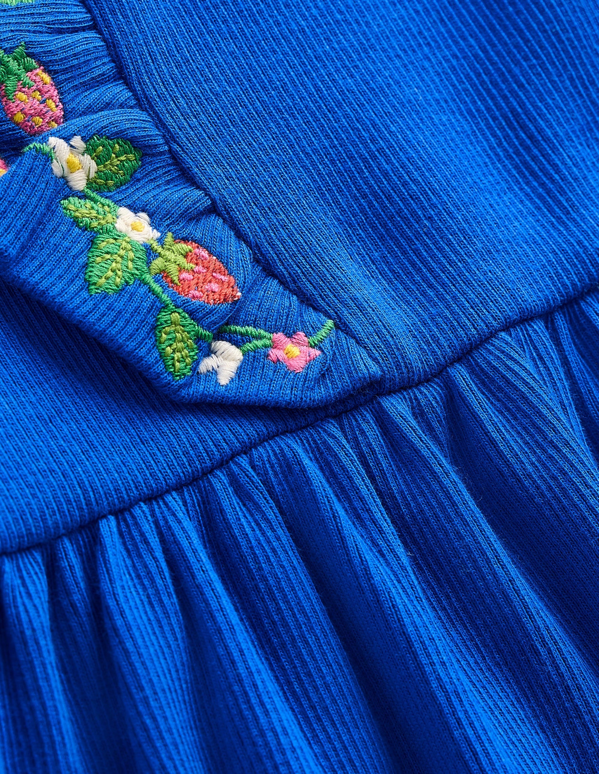 Embroidered Frill Jersey Dress-Gallery Blue-4
