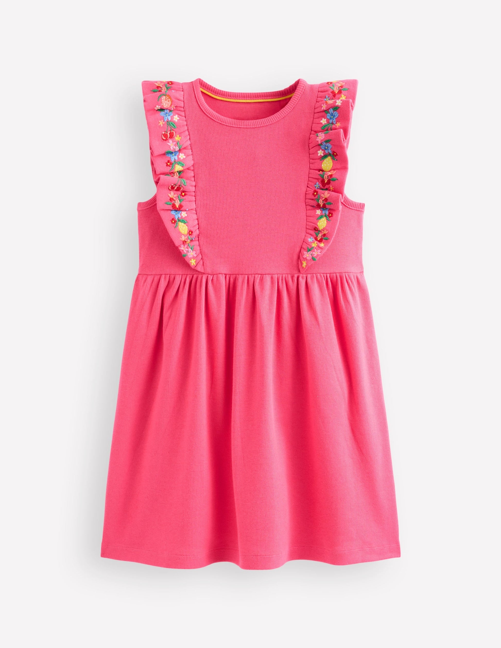 Embroidered Frill Jersey Dress-Rose Petal Pink-2