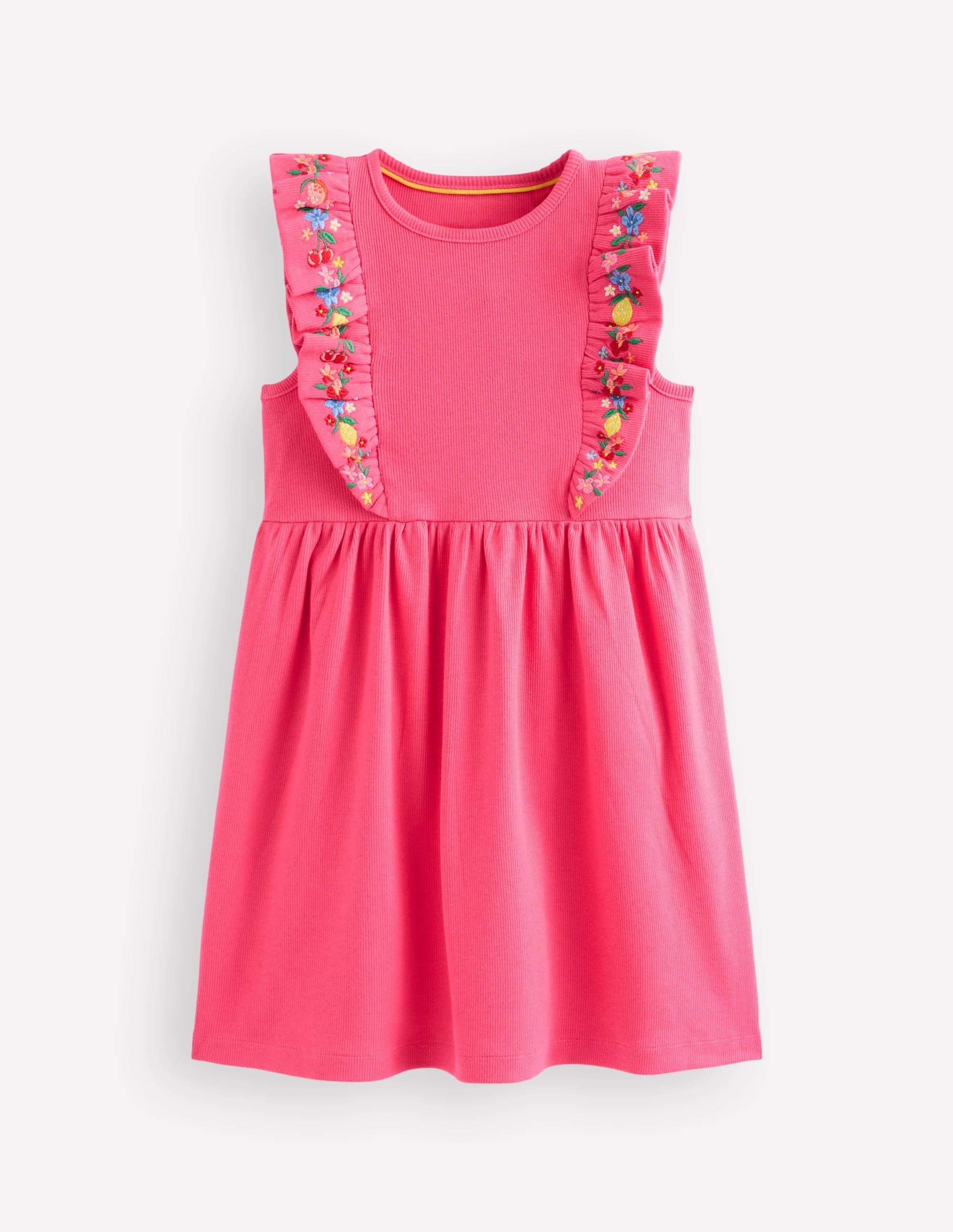 Embroidered Frill Jersey Dress-Rose Petal Pink - Image 2