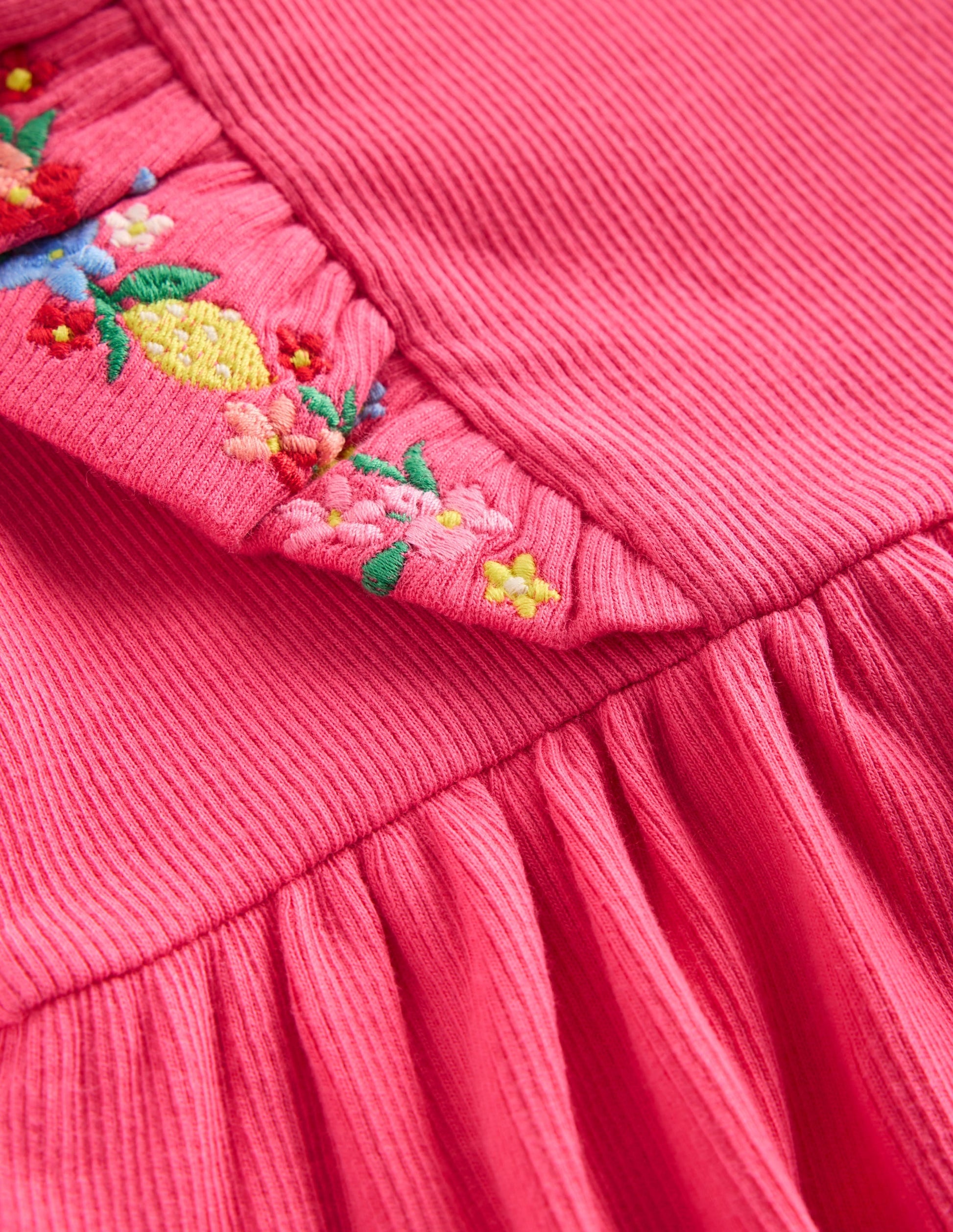 Embroidered Frill Jersey Dress-Rose Petal Pink-4