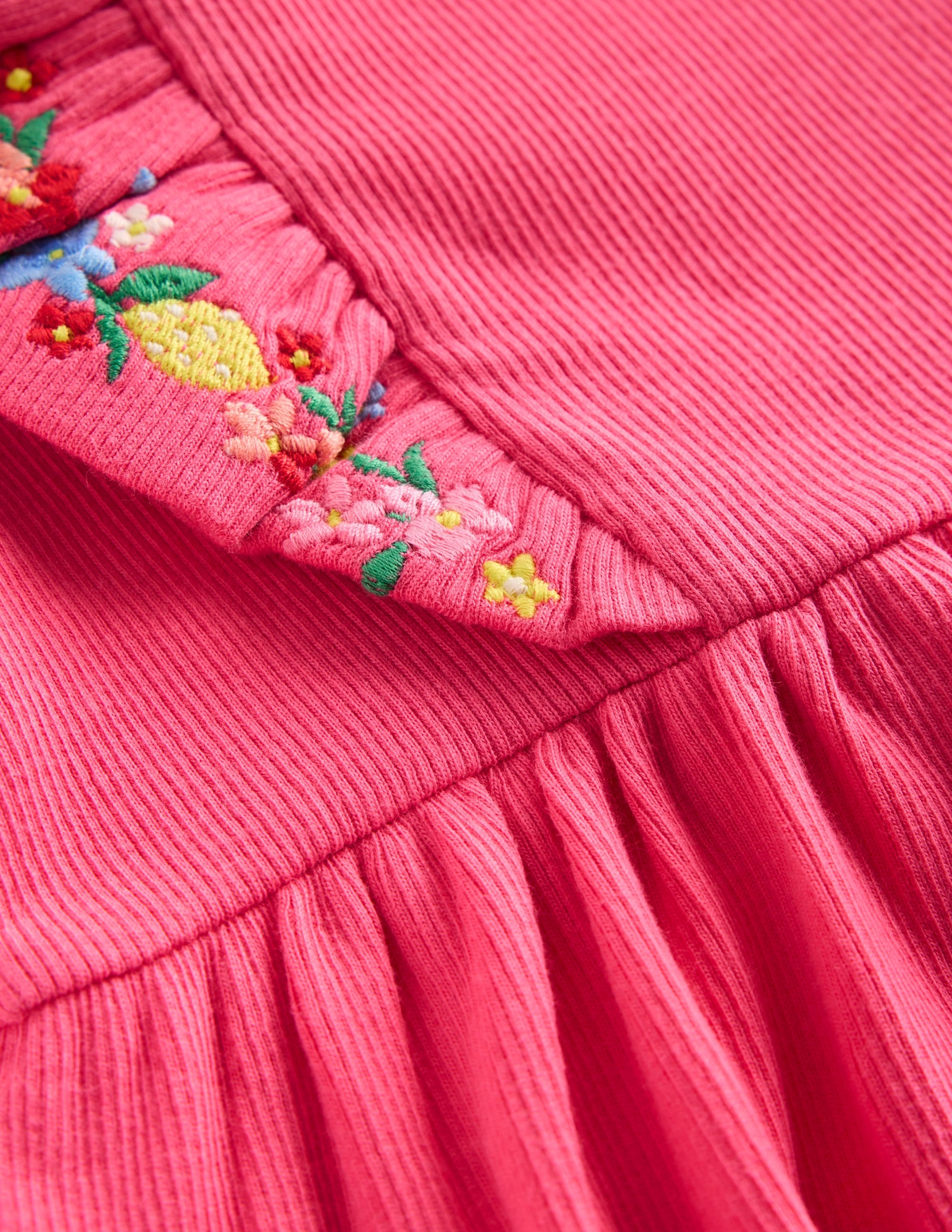 Embroidered Frill Jersey Dress-Rose Petal Pink - Image 4
