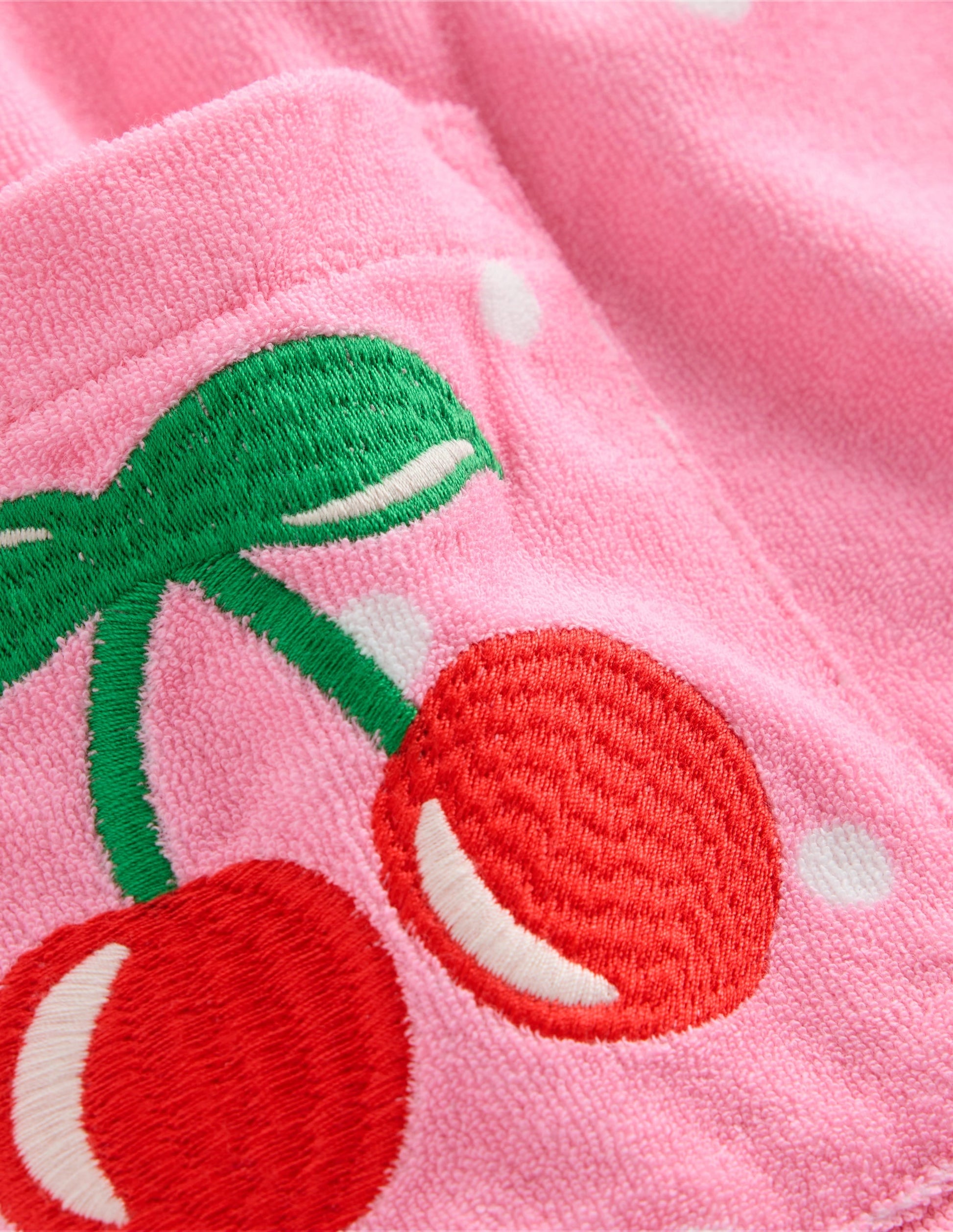 Towelling Playsuit-Pink Embroidered Fruit-4