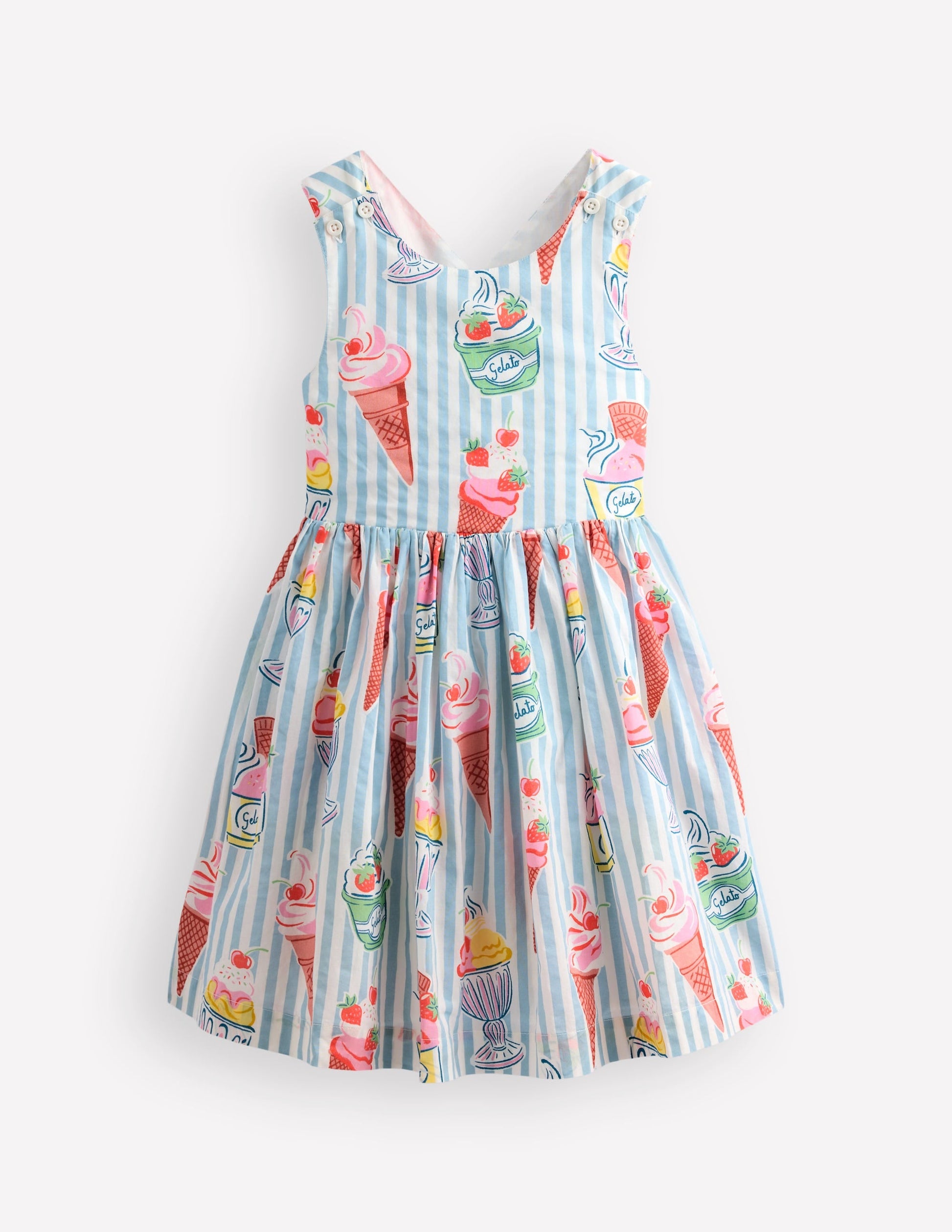 Harper Cross-Back Dress-Vintage Blue Ice Cream Stripe-2