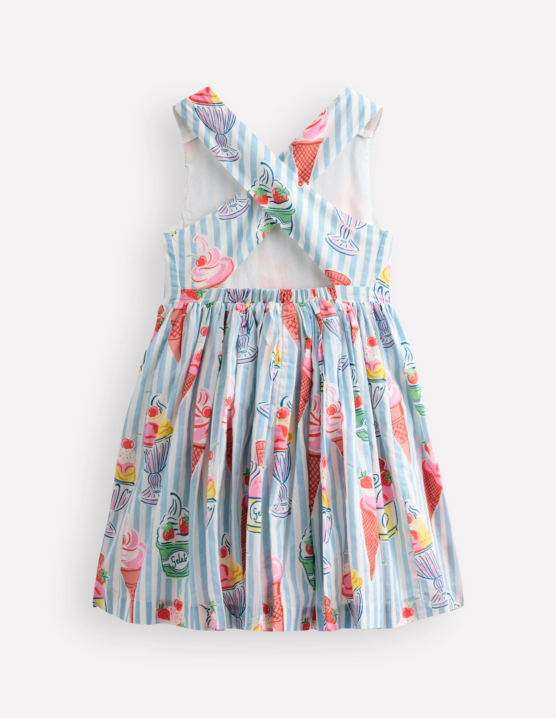 Harper Cross-Back Dress-Vintage Blue Ice Cream Stripe-3