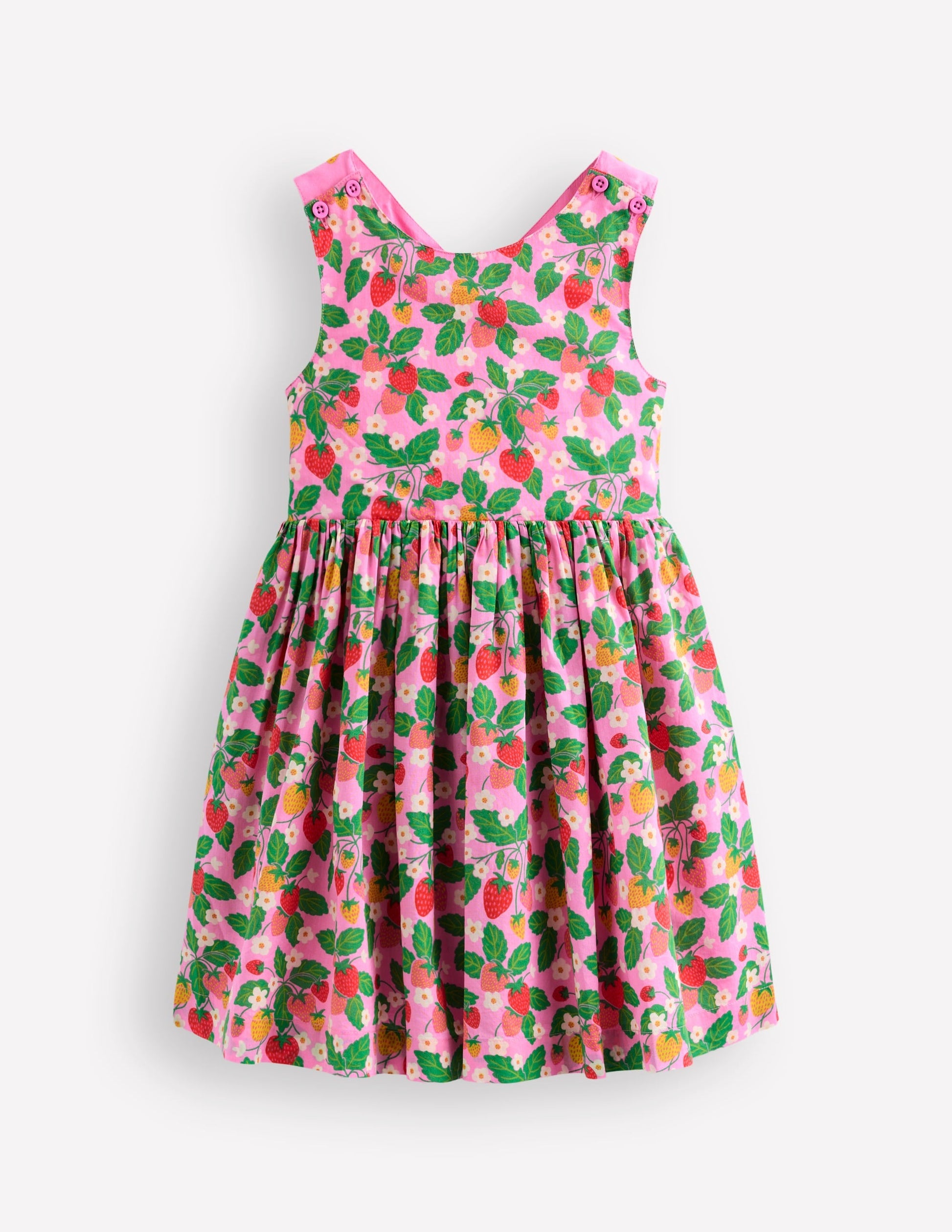 Harper Cross-Back Dress-Cosmos Pink Strawberry Patch-2