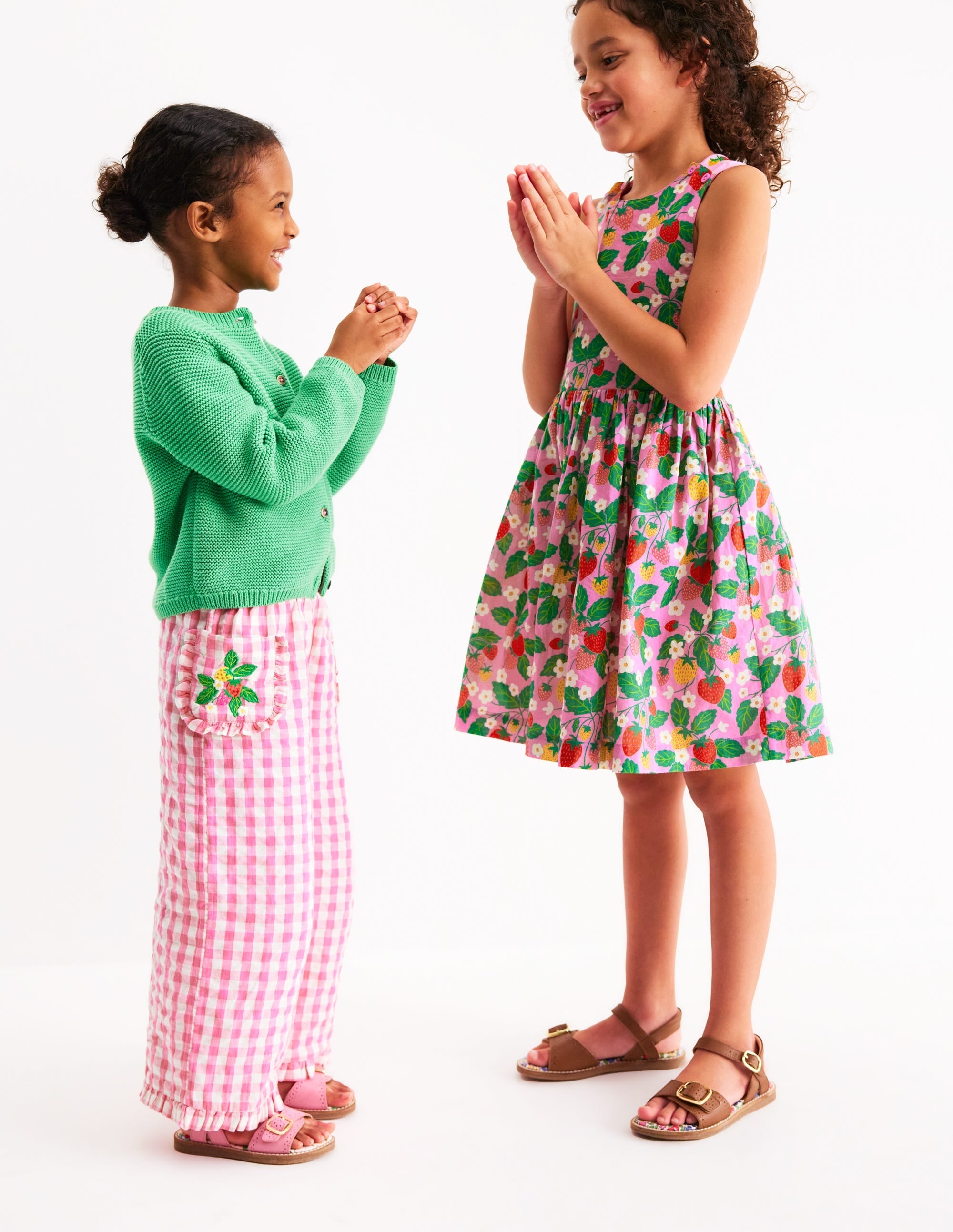 Harper Cross-Back Dress-Cosmos Pink Strawberry Patch - Image 1