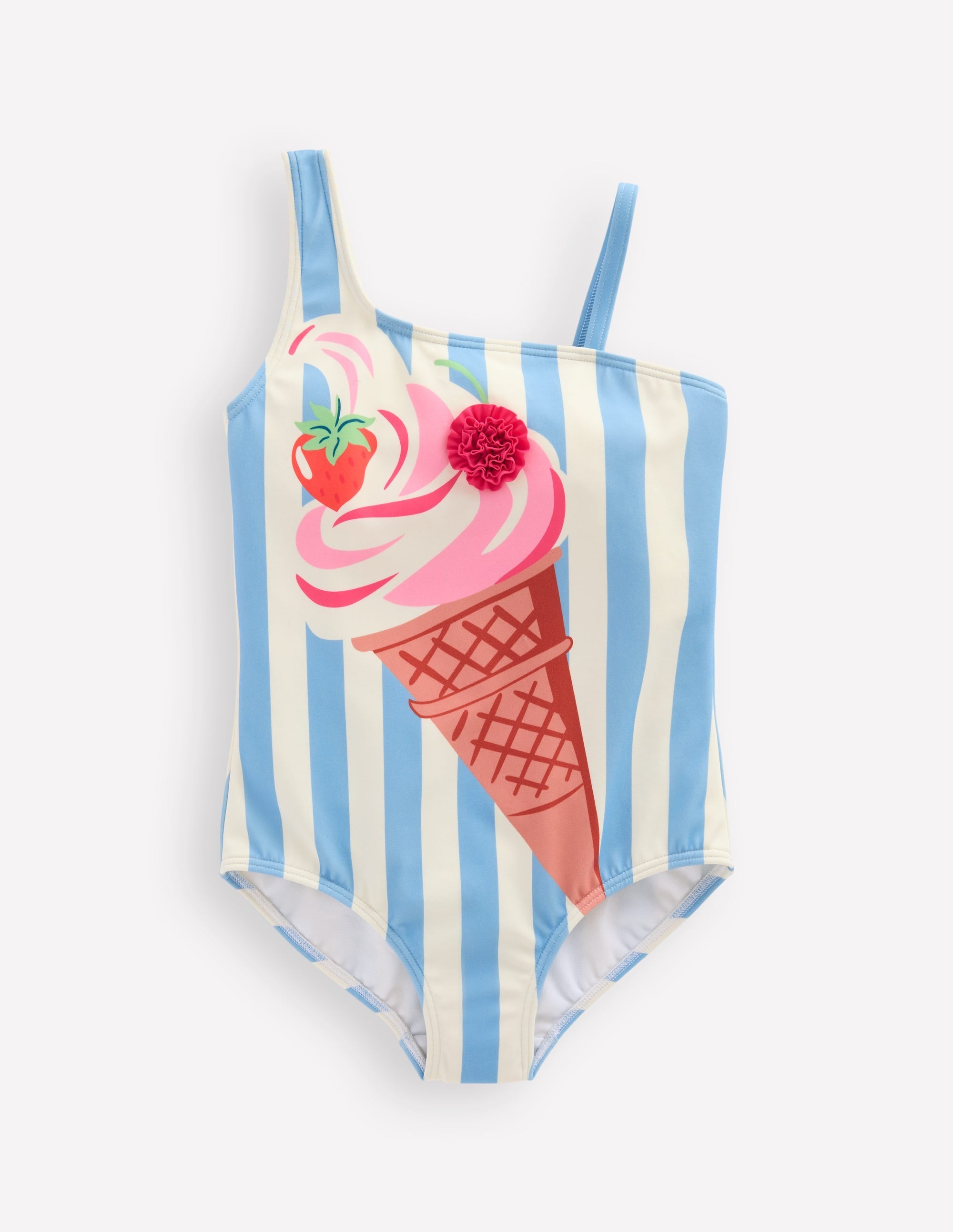Sunday Appliqué Swimsuit-Vintage Blue Ice Cream Stripe - Image 2