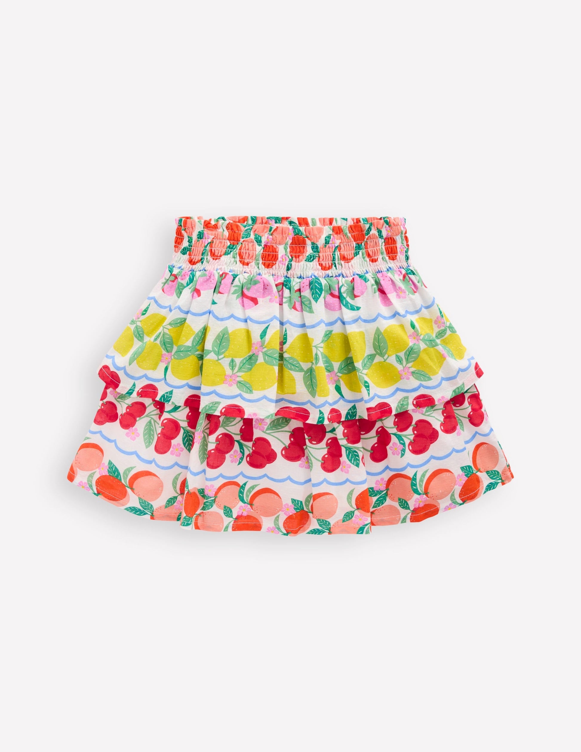 Tiered Woven Skirt-Rainbow Fruit Stripe-1