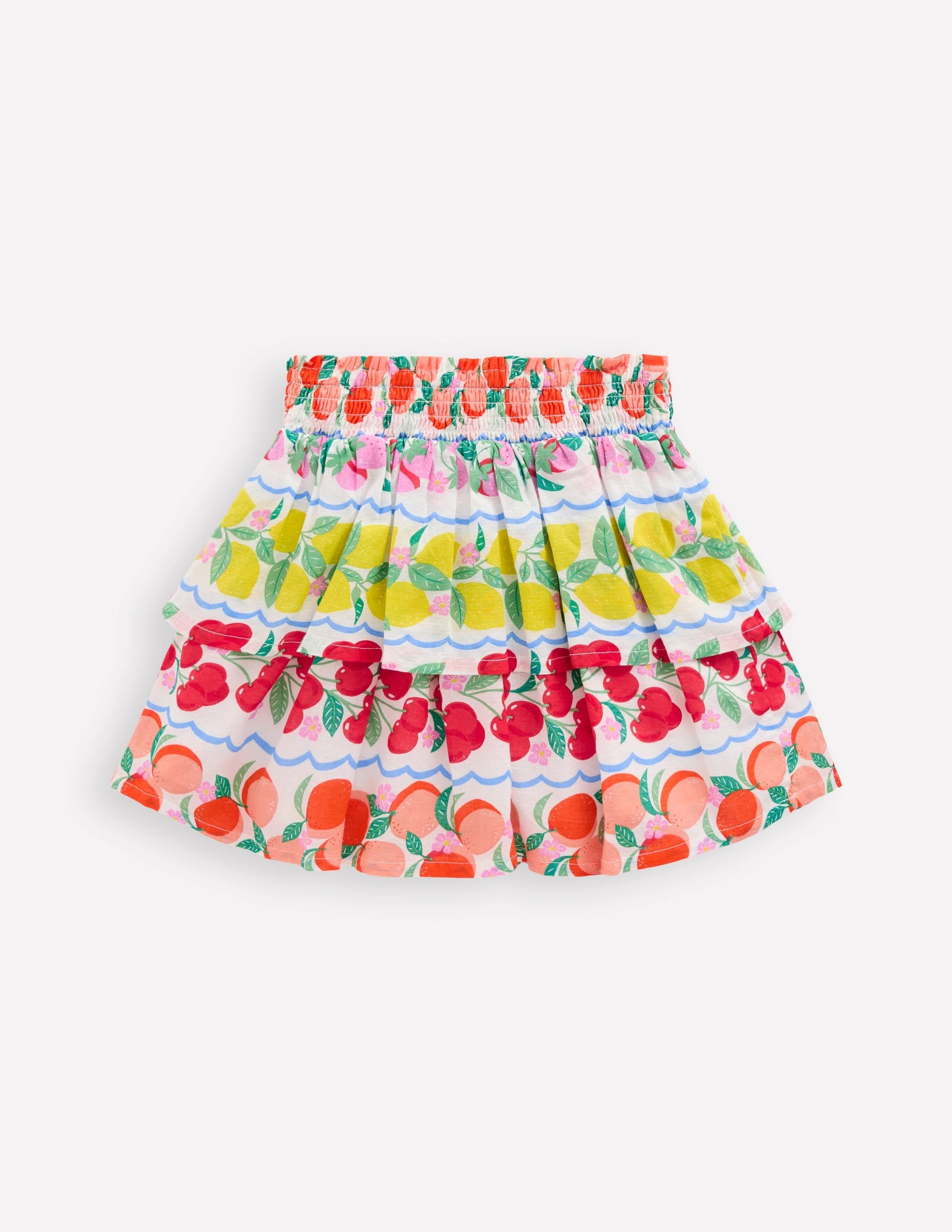 Tiered Woven Skirt-Rainbow Fruit Stripe-2