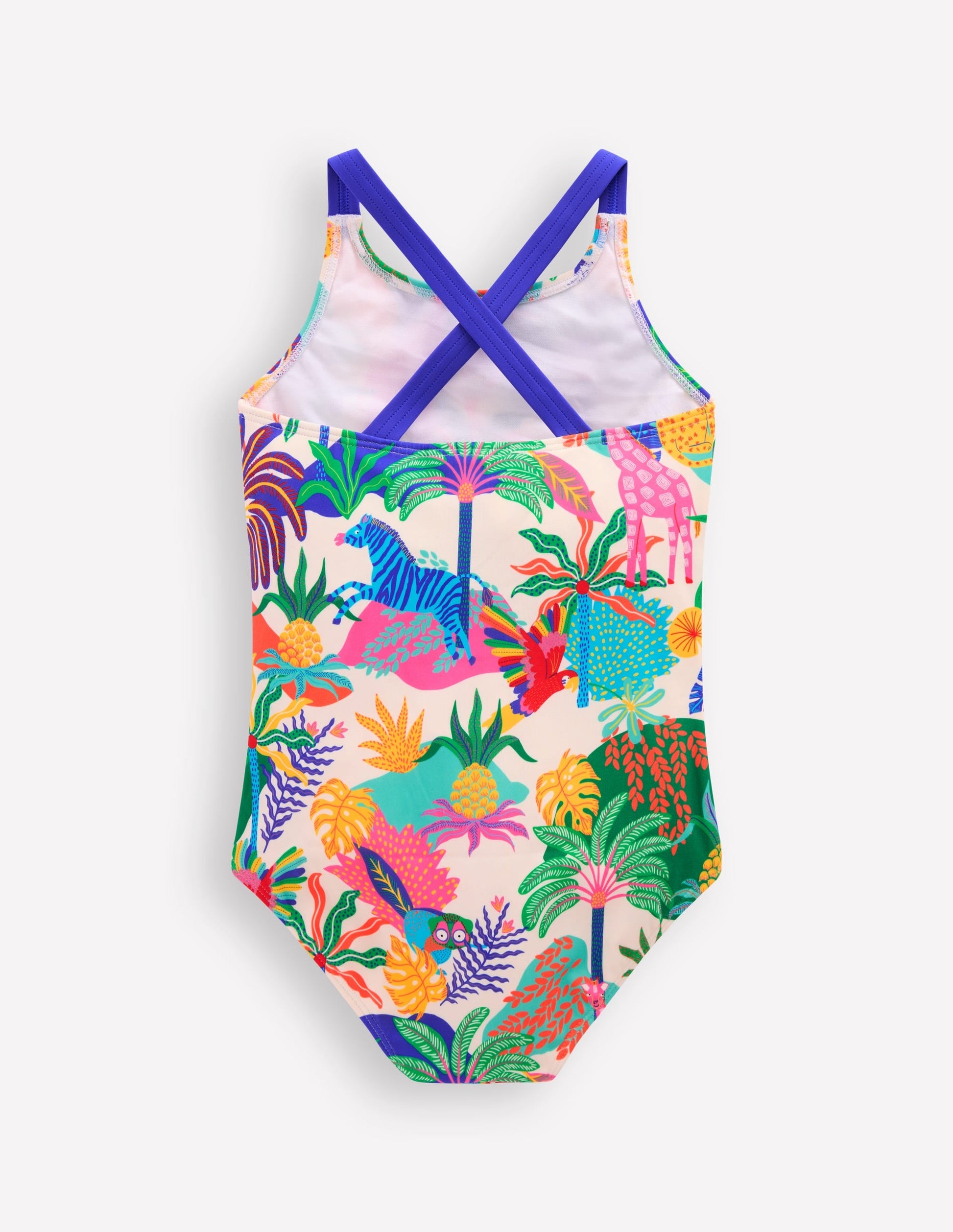 Cross-Back Printed Swimsuit-Soft Ivory Multi Jungle-2