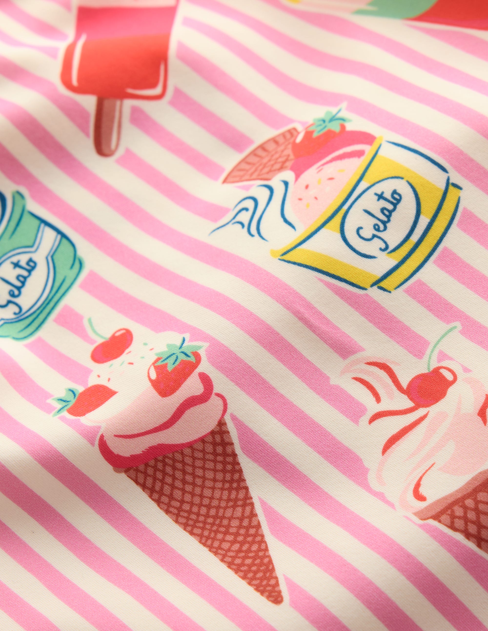 Cross-Back Printed Swimsuit-Vintage Pink Ice Cream Stripe - Image 4