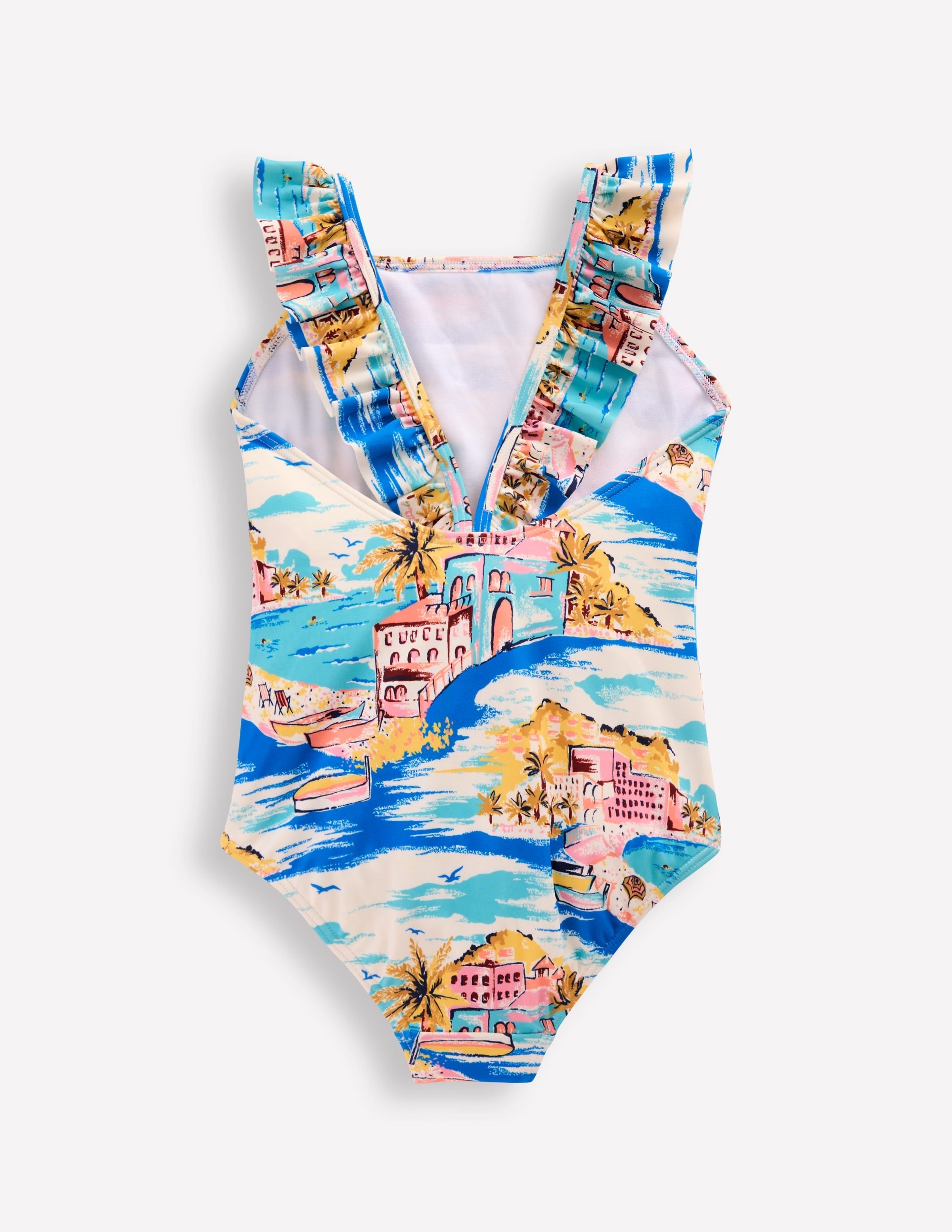Hallie Frill Strap Swimsuit-Multi Coastal Scene - Image 2