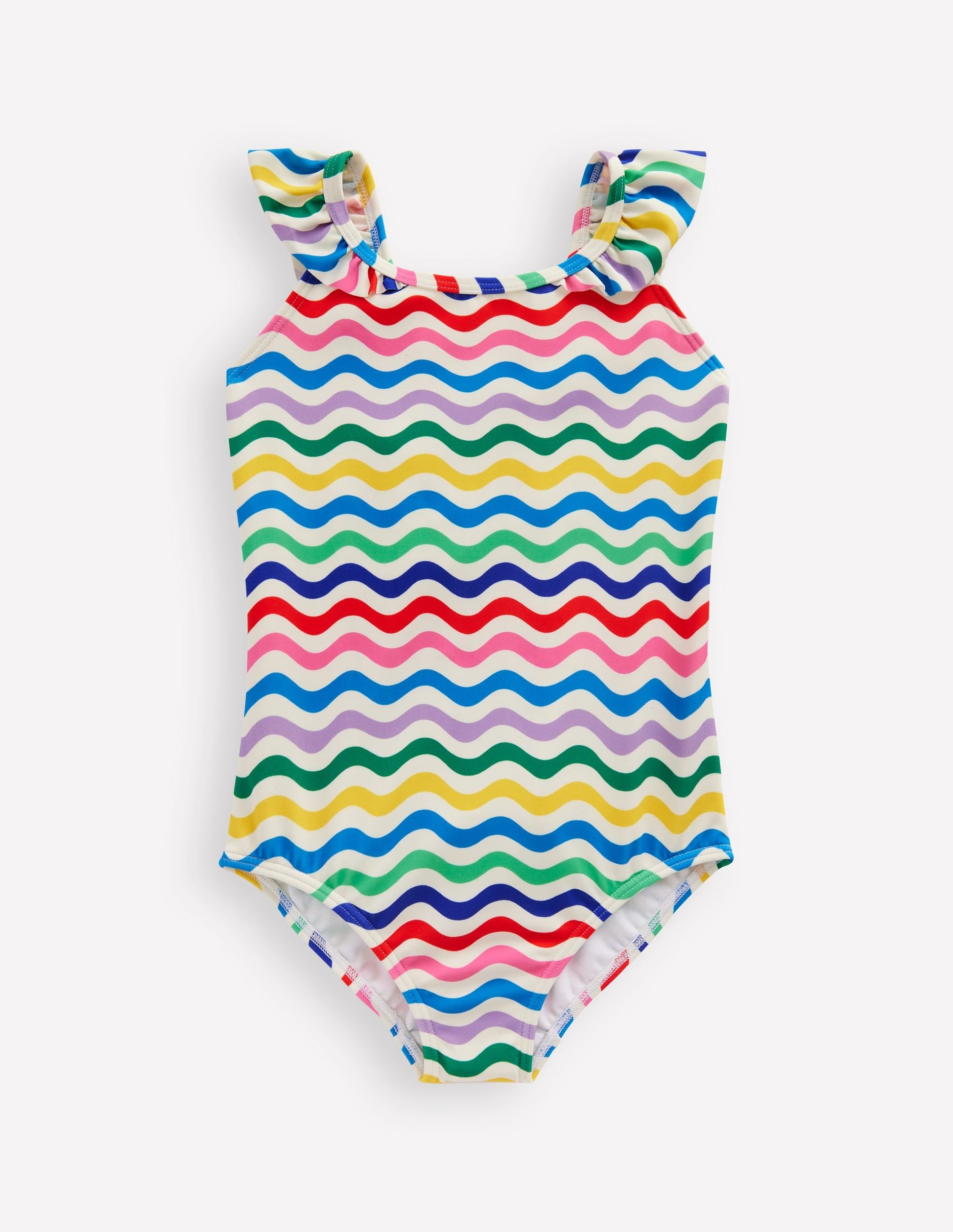 Hallie Frill Strap Swimsuit-Multi Mini Wave-1