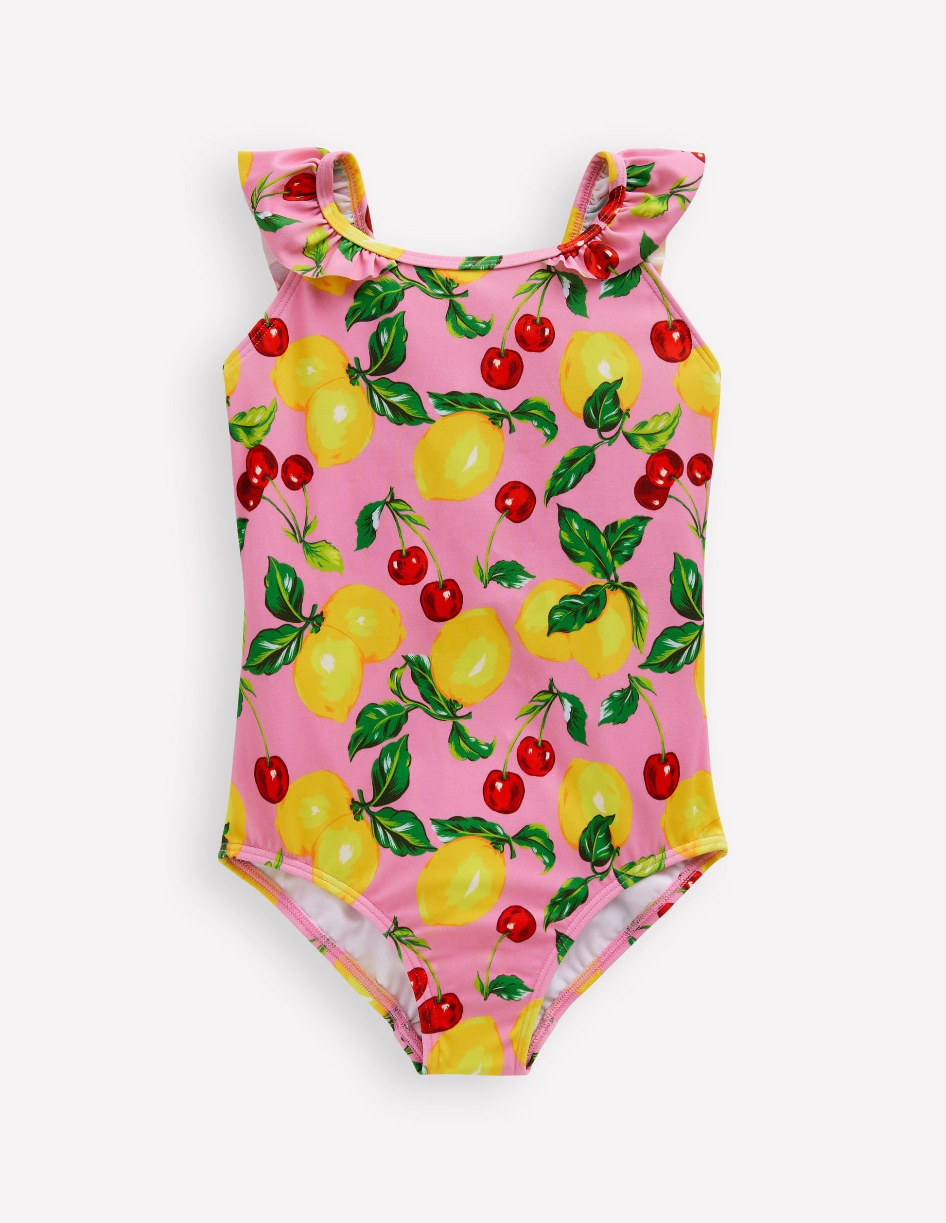 Hallie Frill Strap Swimsuit-Cosmos Pink Lemons & Cherries-1