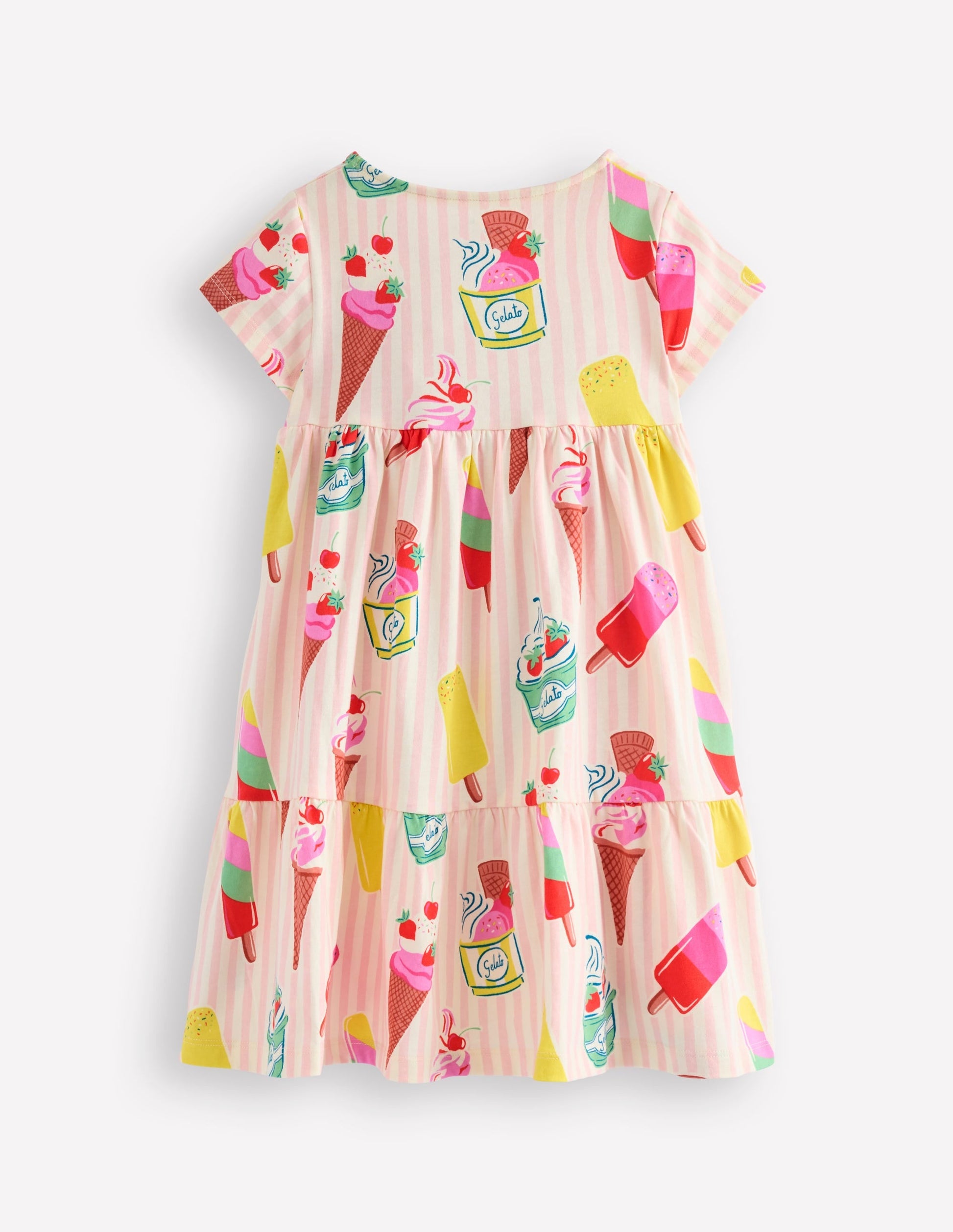 Ariel Twirly Jersey Dress-Chalk Pink Ice Cream Stripe-2