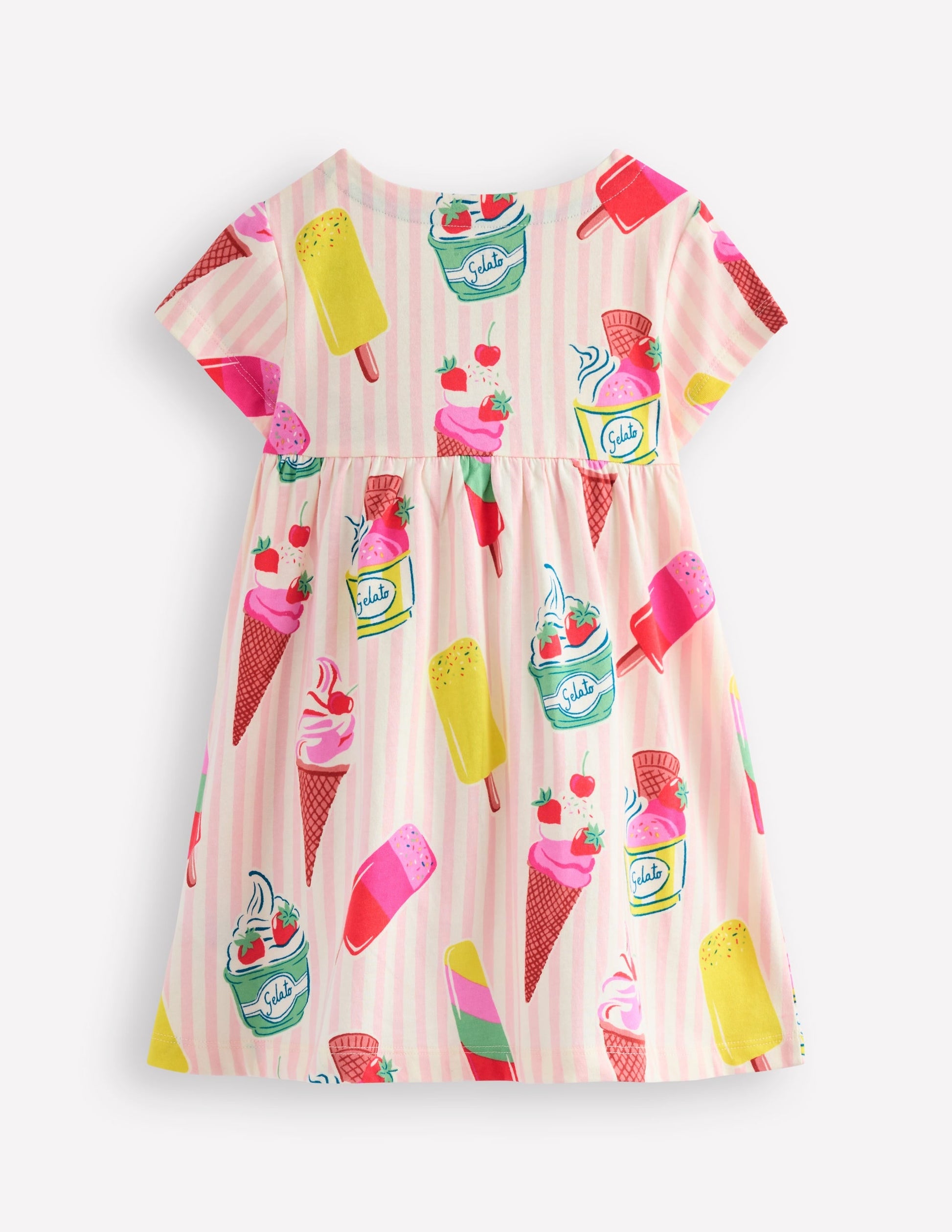 Short Sleeve Printed Tunic-Vintage Pink Ice Cream Stripe-2