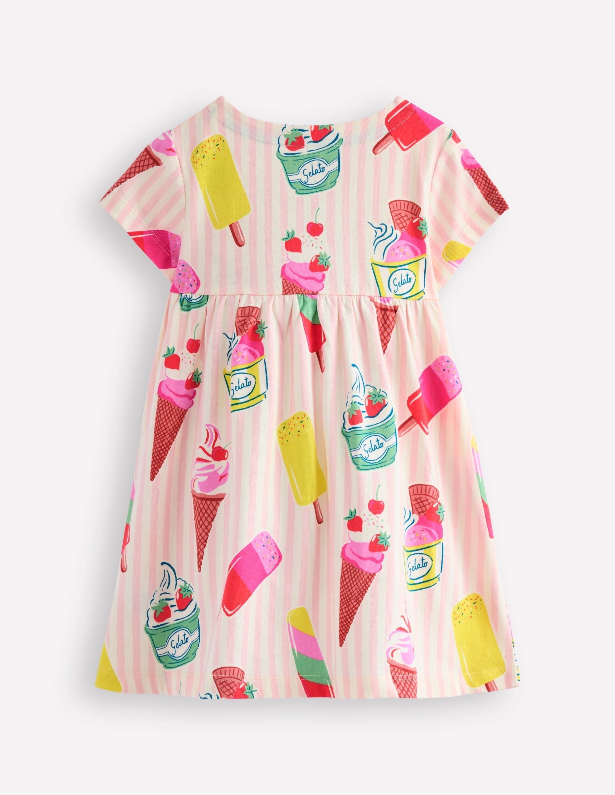 Short Sleeve Printed Tunic-Vintage Pink Ice Cream Stripe - Image 2