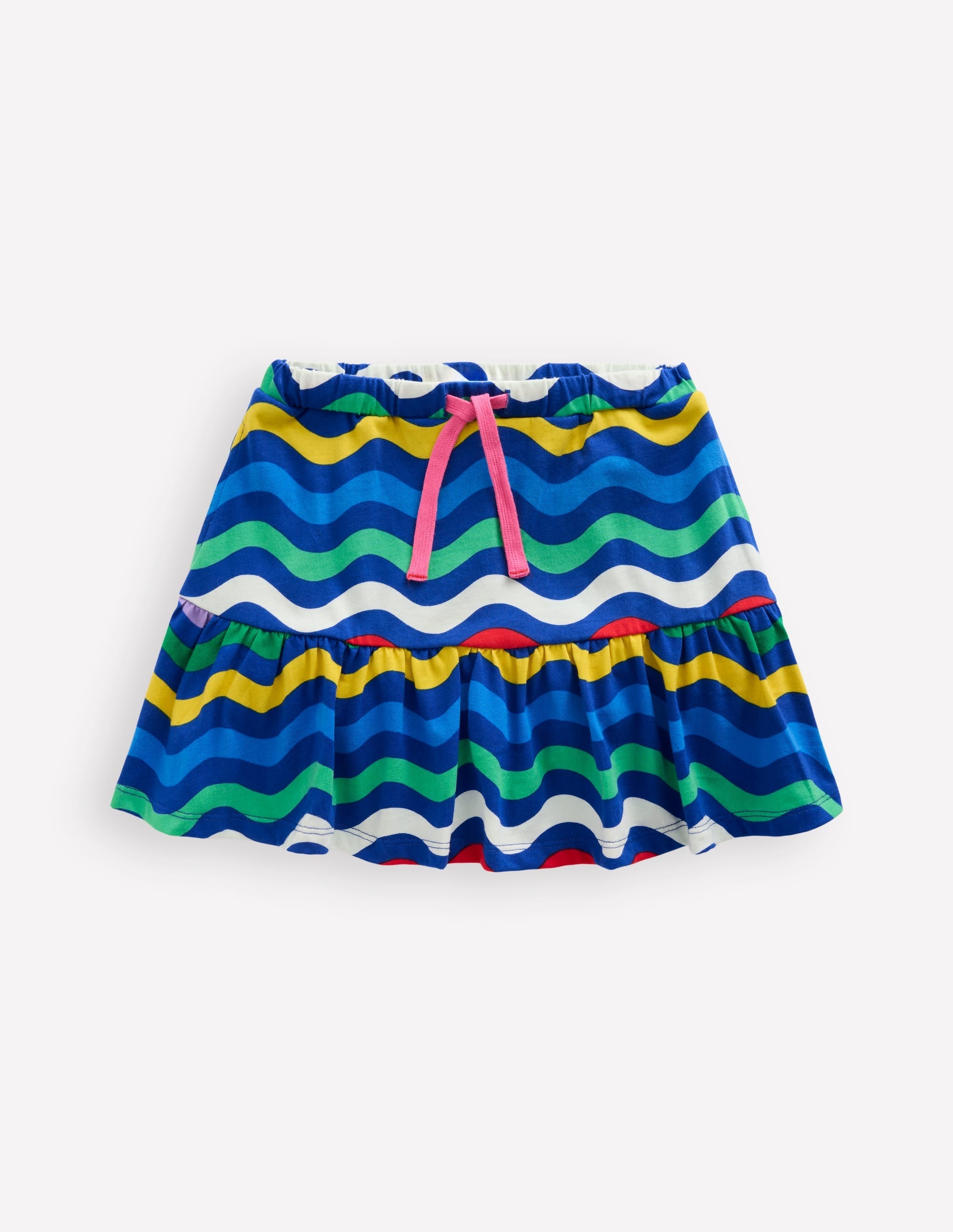 Tiered Jersey Skort-Bright Blue Wave Stripe - Image 1